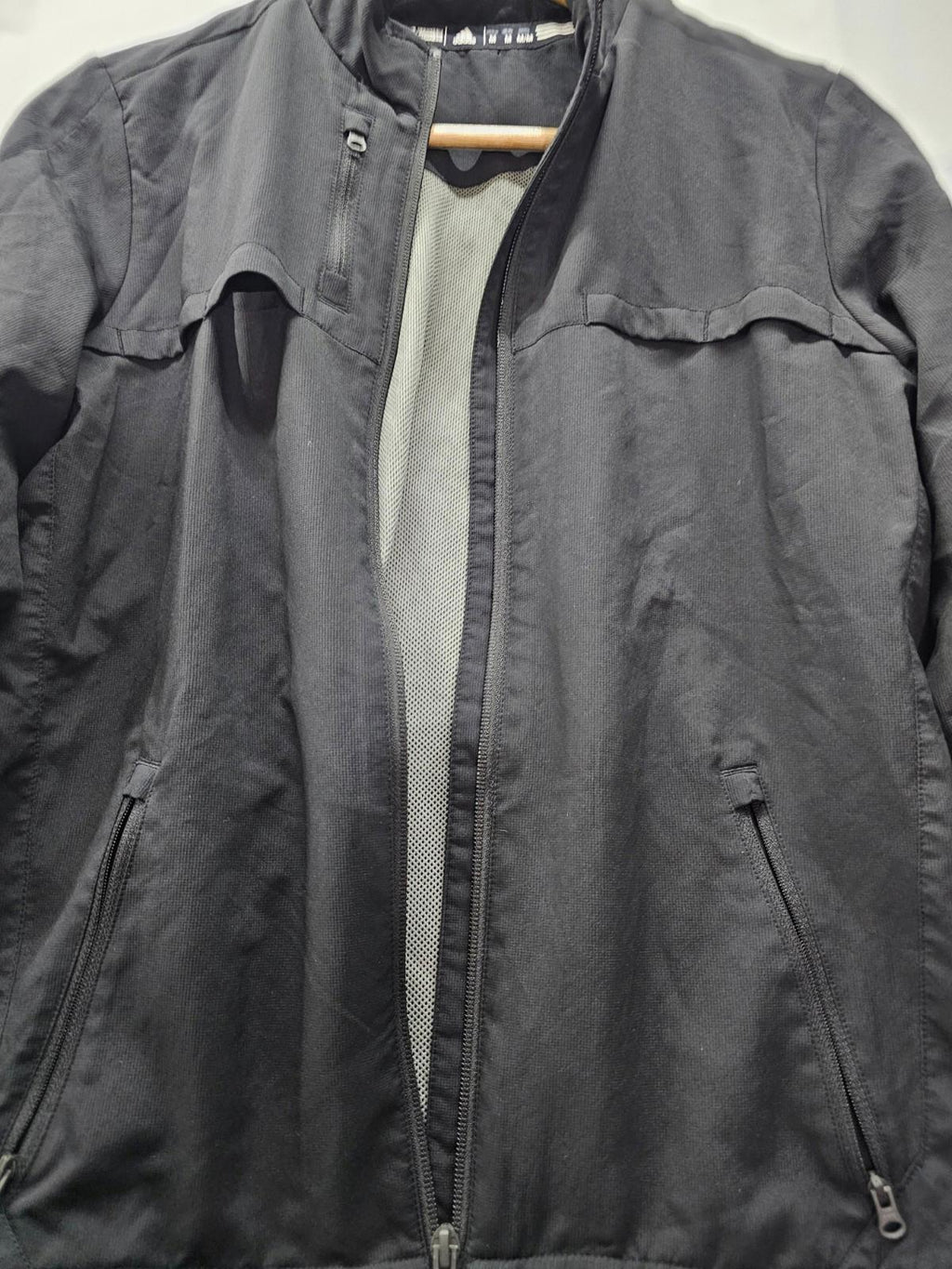 Adidas Black Full Zip Track Jacket Men's Medium Lightweight Mesh Lined Windbreak