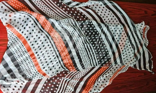 3-Pack Scarf Bundle – Retro Polka Dot, Multicolor Stripe, Coral Floral – Playful