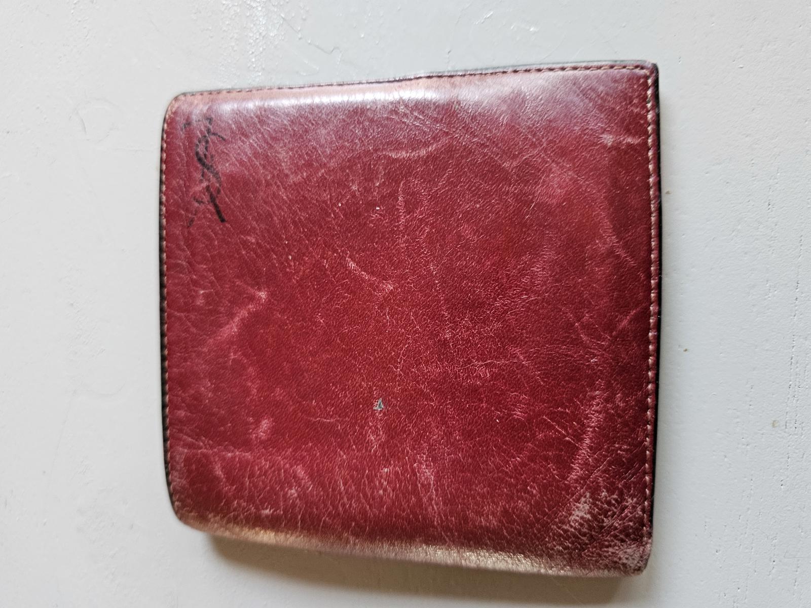 Vintage Yves Saint Laurent Burgundy Leather Wallet Made in Italy Distressed