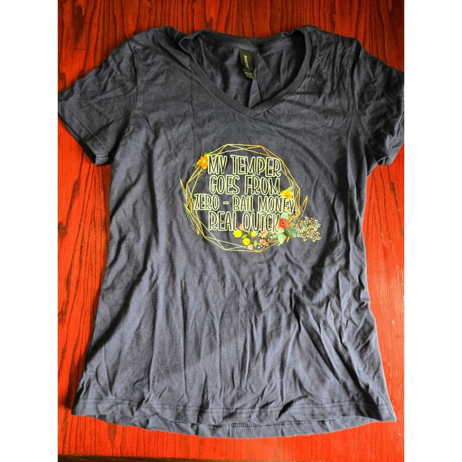 Gildan Softstyle VNeck Tee My Temper Goes From Zero to Bail Money Large