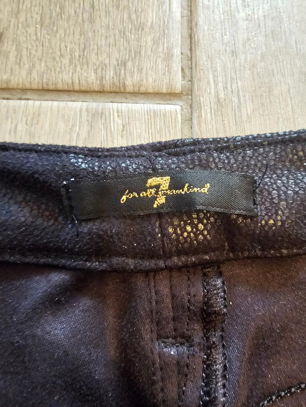 7 For All Mankind Coated Skinny Jeans Size 27 Faux Leather Drama Pants