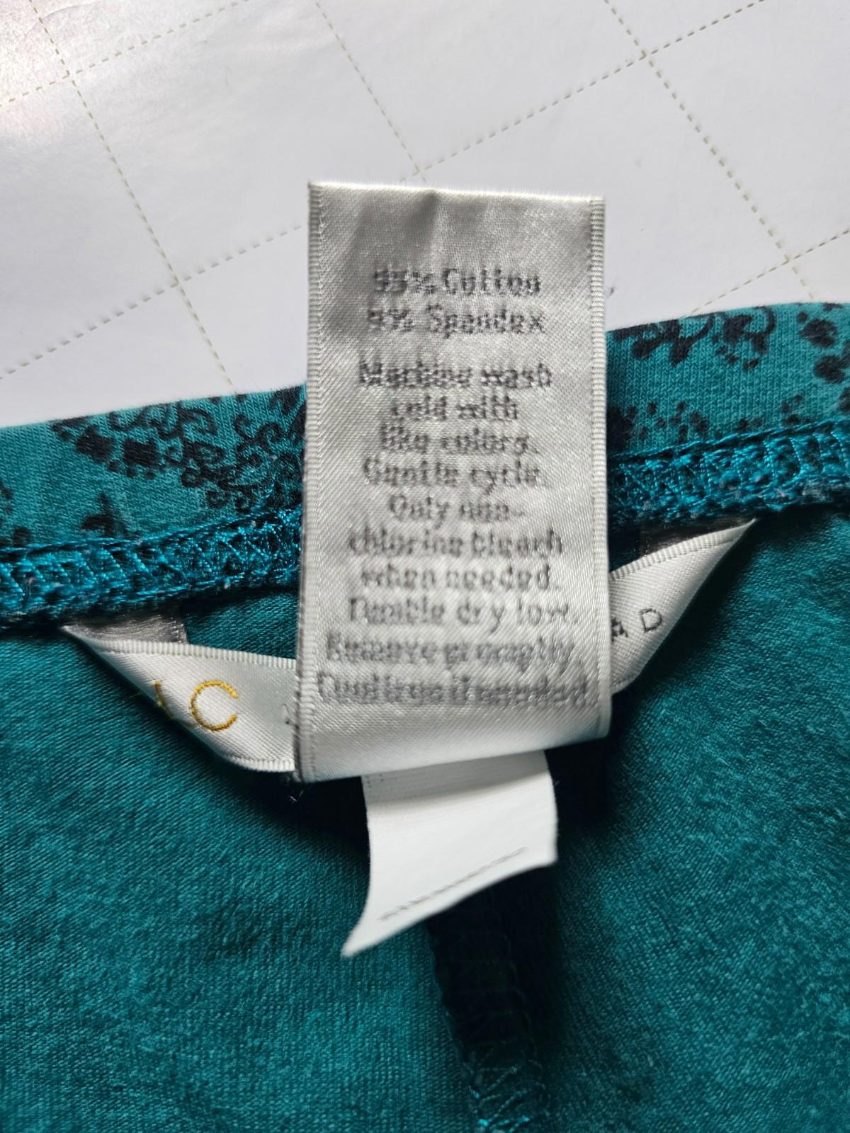 LC Lauren Conrad Teal Black Floral Leggings Small Soft Stretch Full Length