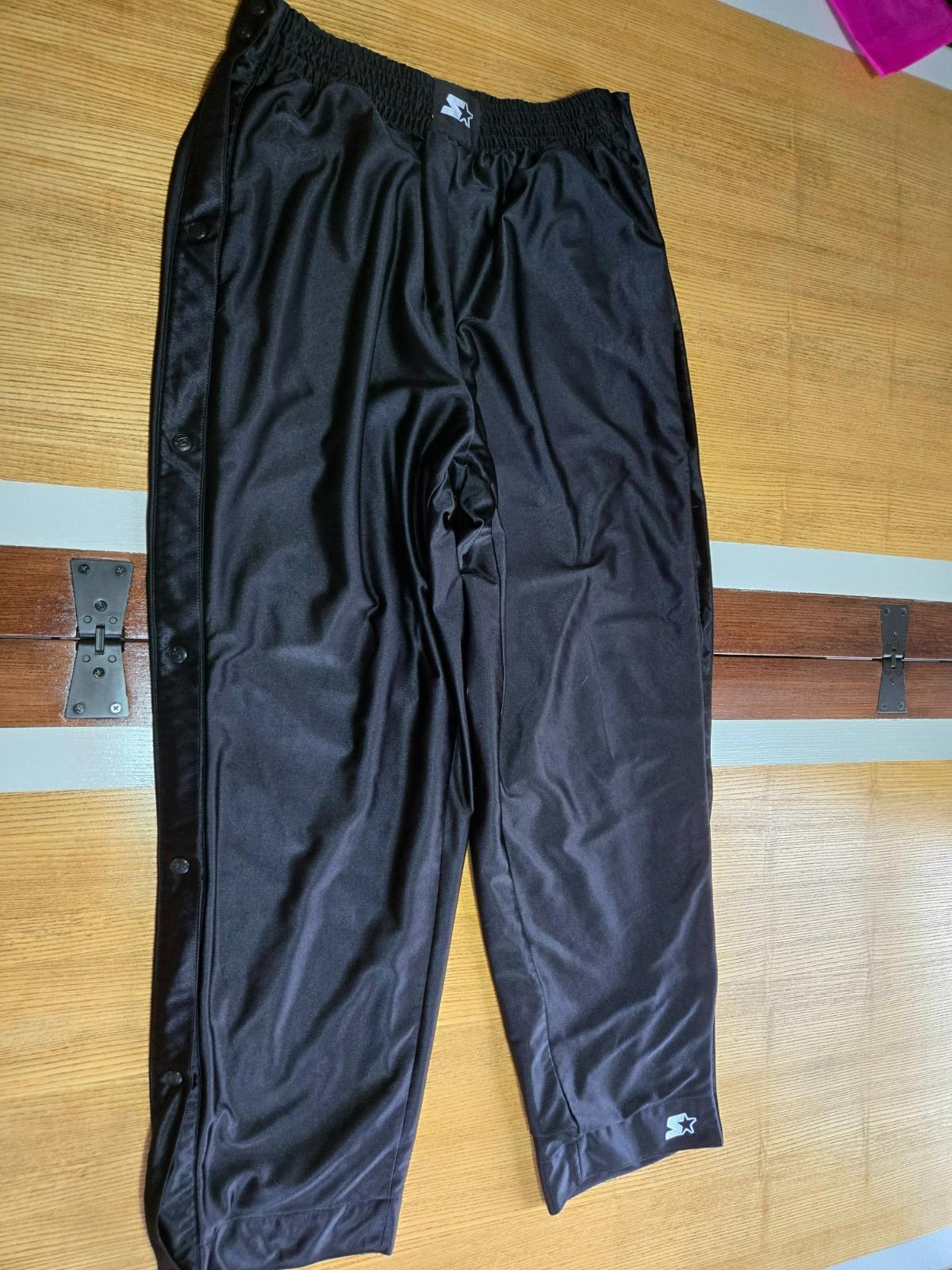 Starter Black Tearaway Snap Pants Medium Mesh Lined Retro Athletic