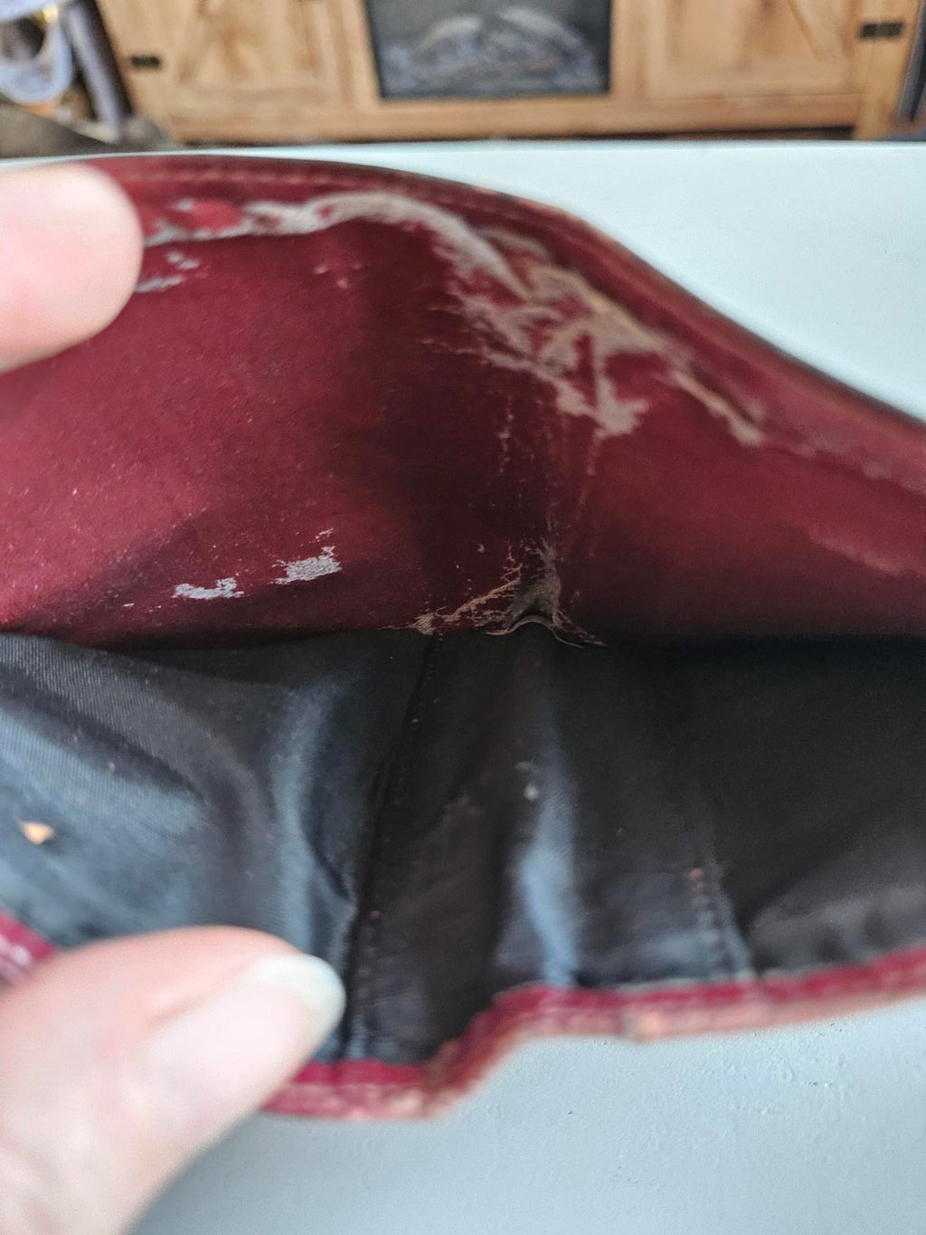 Vintage Yves Saint Laurent Burgundy Leather Wallet Made in Italy Distressed