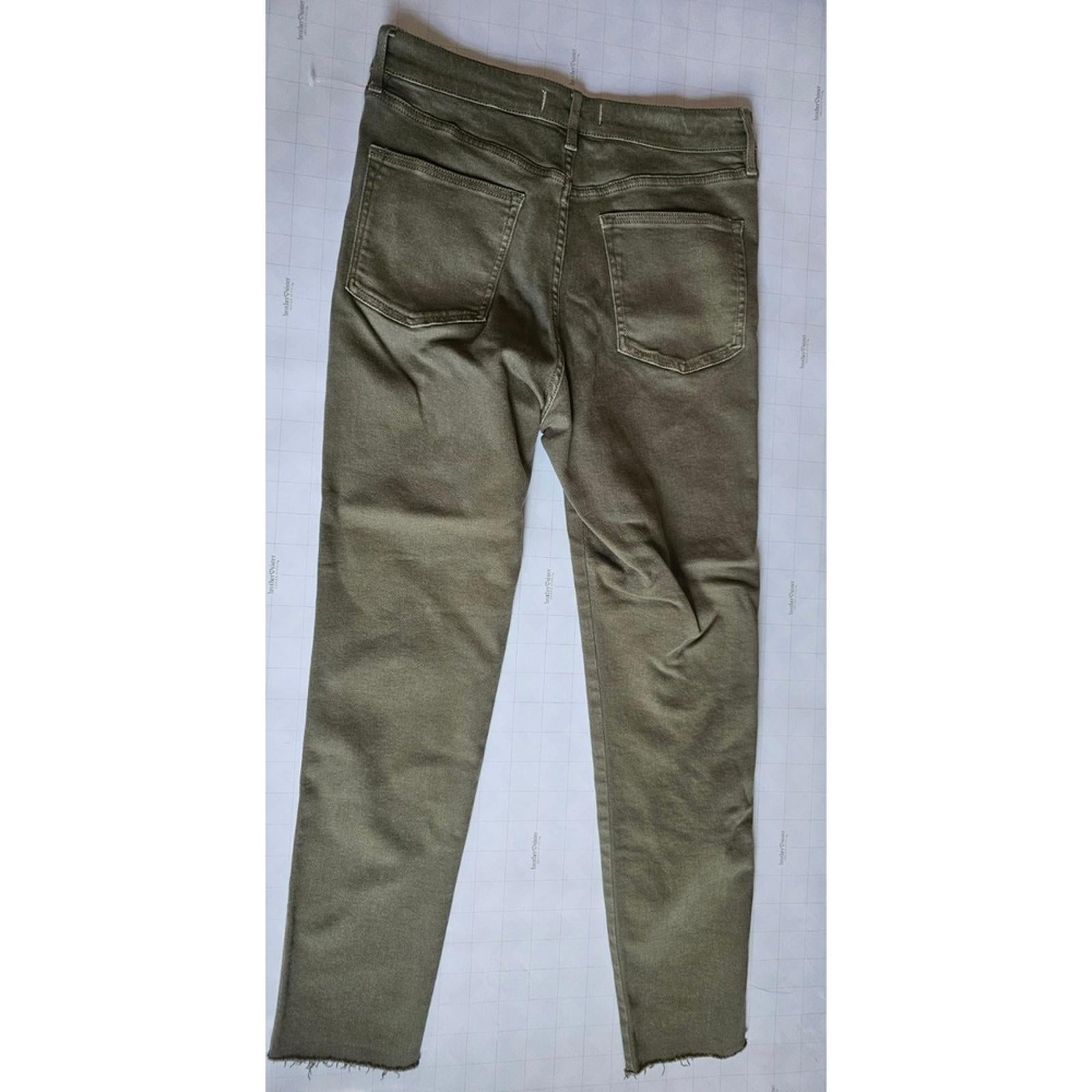 We The Free Free People Olive Green Skinny Jeans 31 Raw Hem Stretch