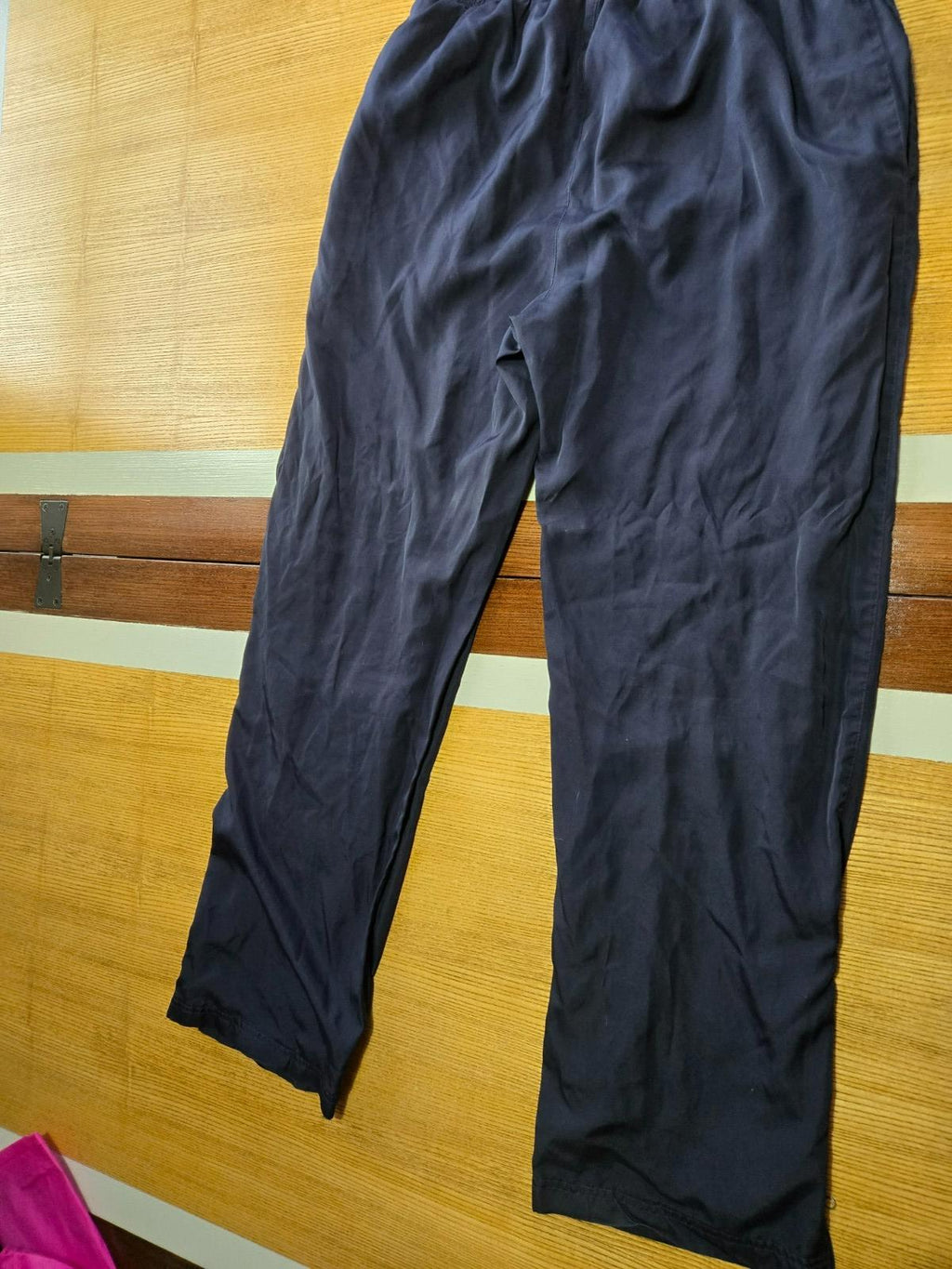 Jerzees Navy Activewear Pants Medium Lined Zip Ankle Pockets See Flaw