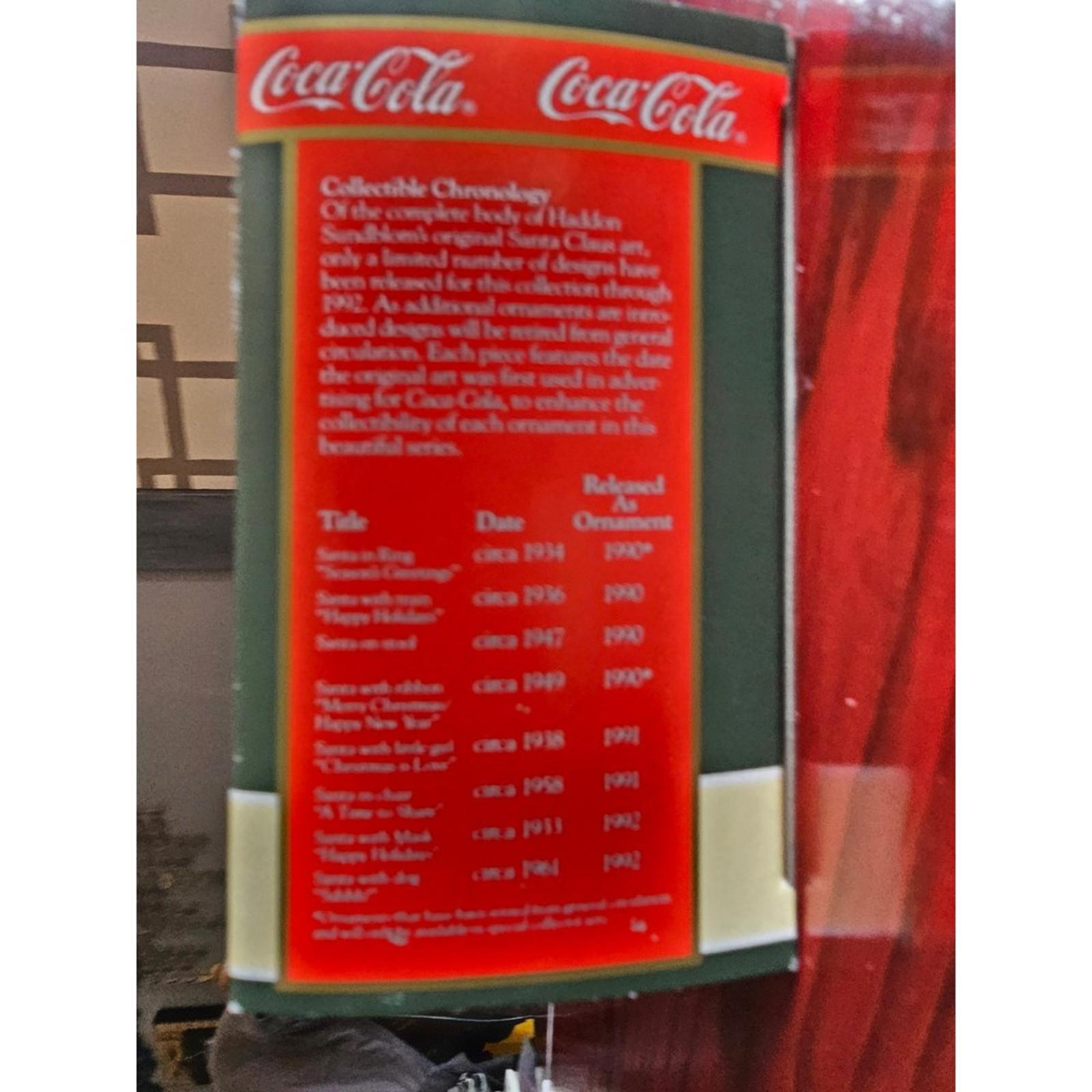 1992 Coca Cola Trim A Tree Ornaments Two Pack Boxed Santa Christmas