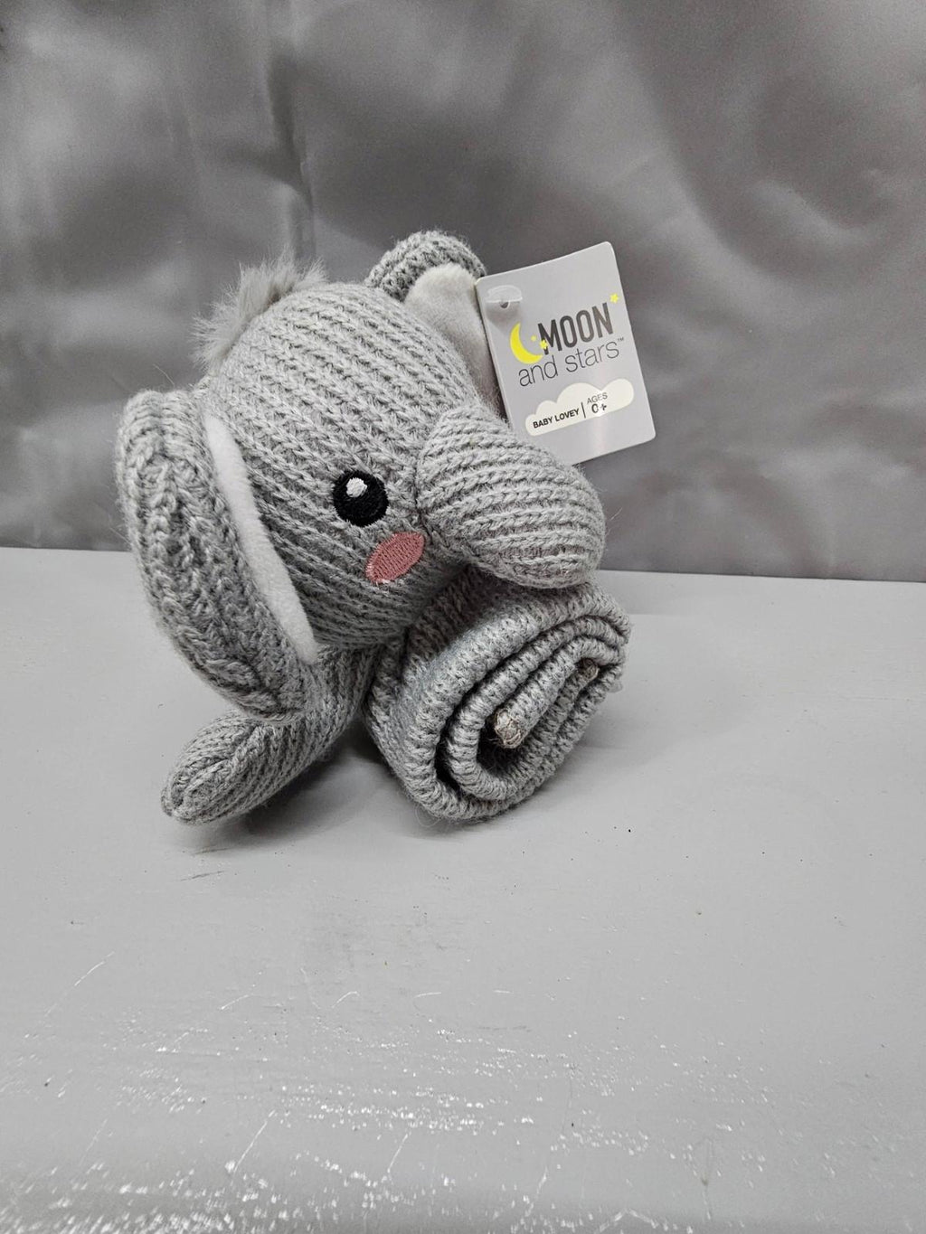 Moon and Stars Knit Elephant Baby Lovey Security Blanket NWT