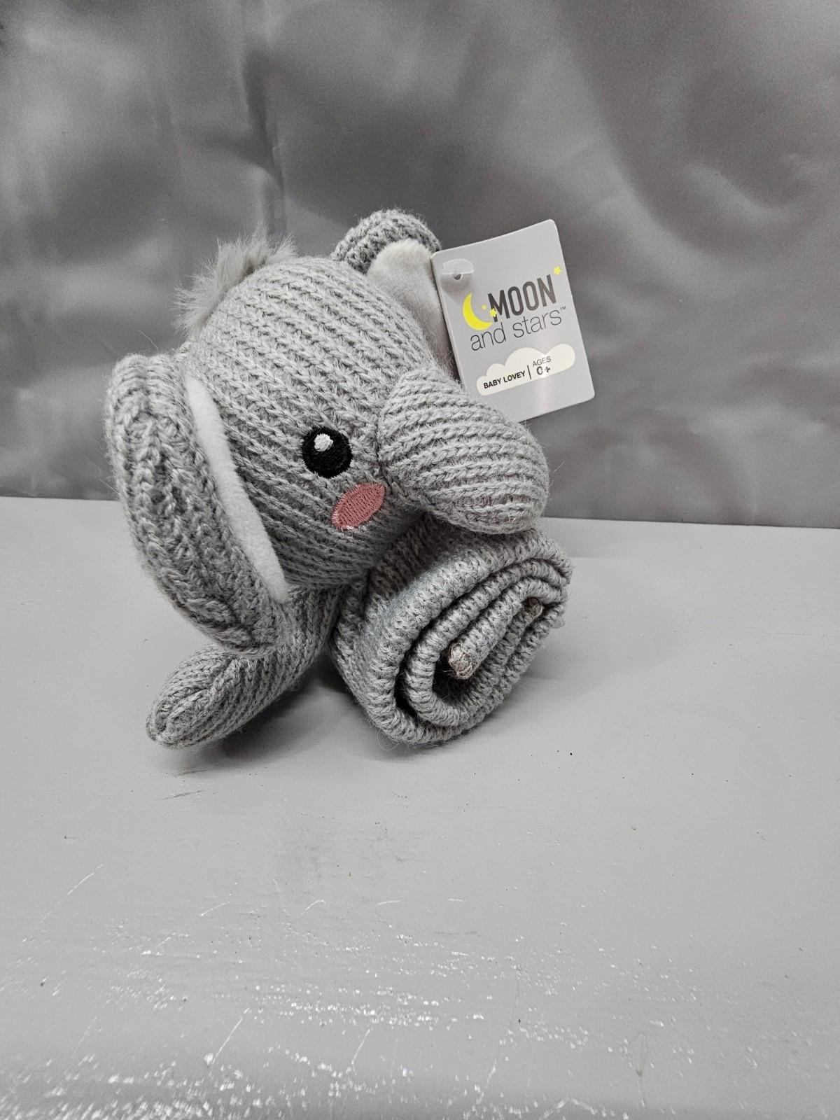 Moon and Stars Knit Elephant Baby Lovey Security Blanket NWT