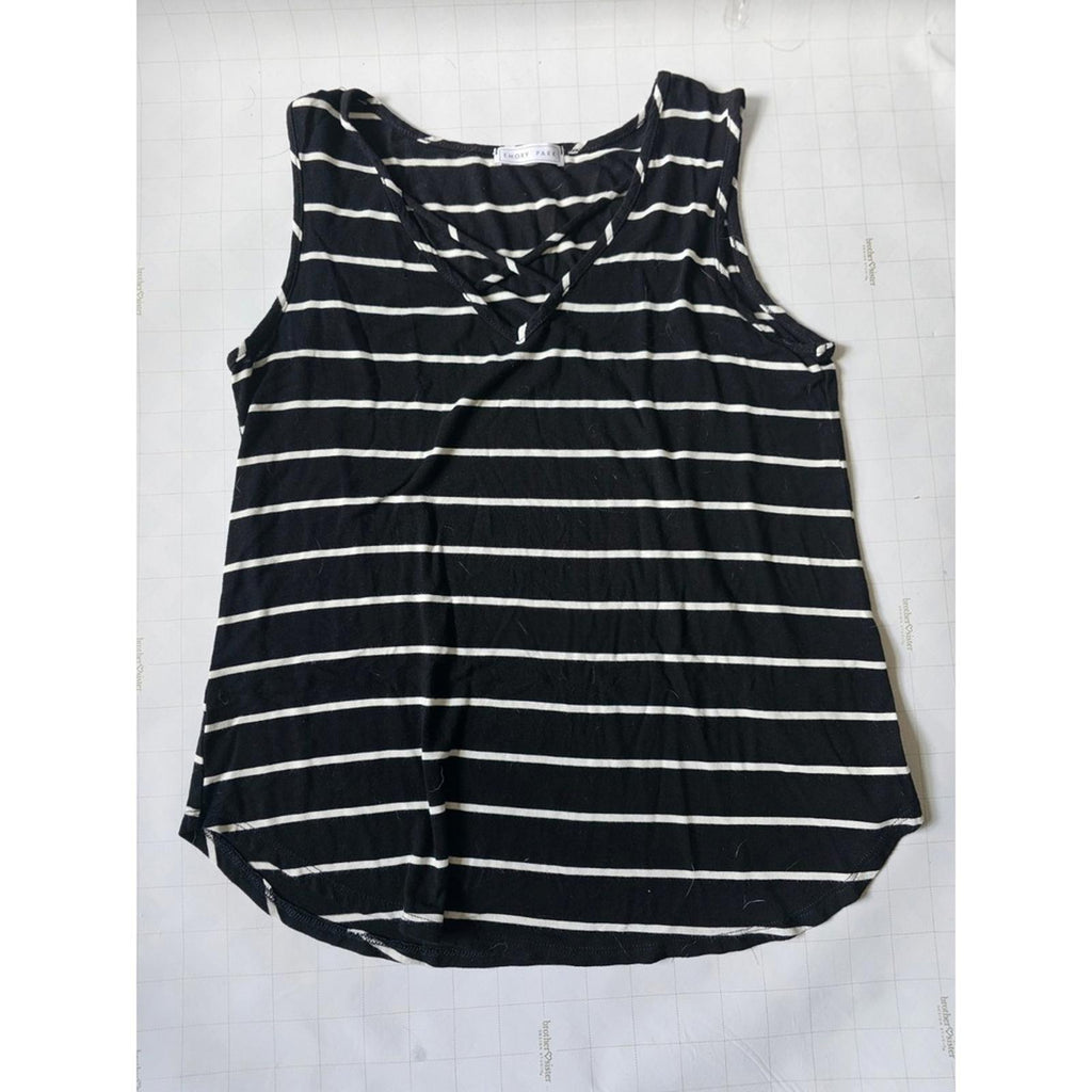 Emory Park Women's Sleeveless Black & White Striped Tank Top – Size Small
