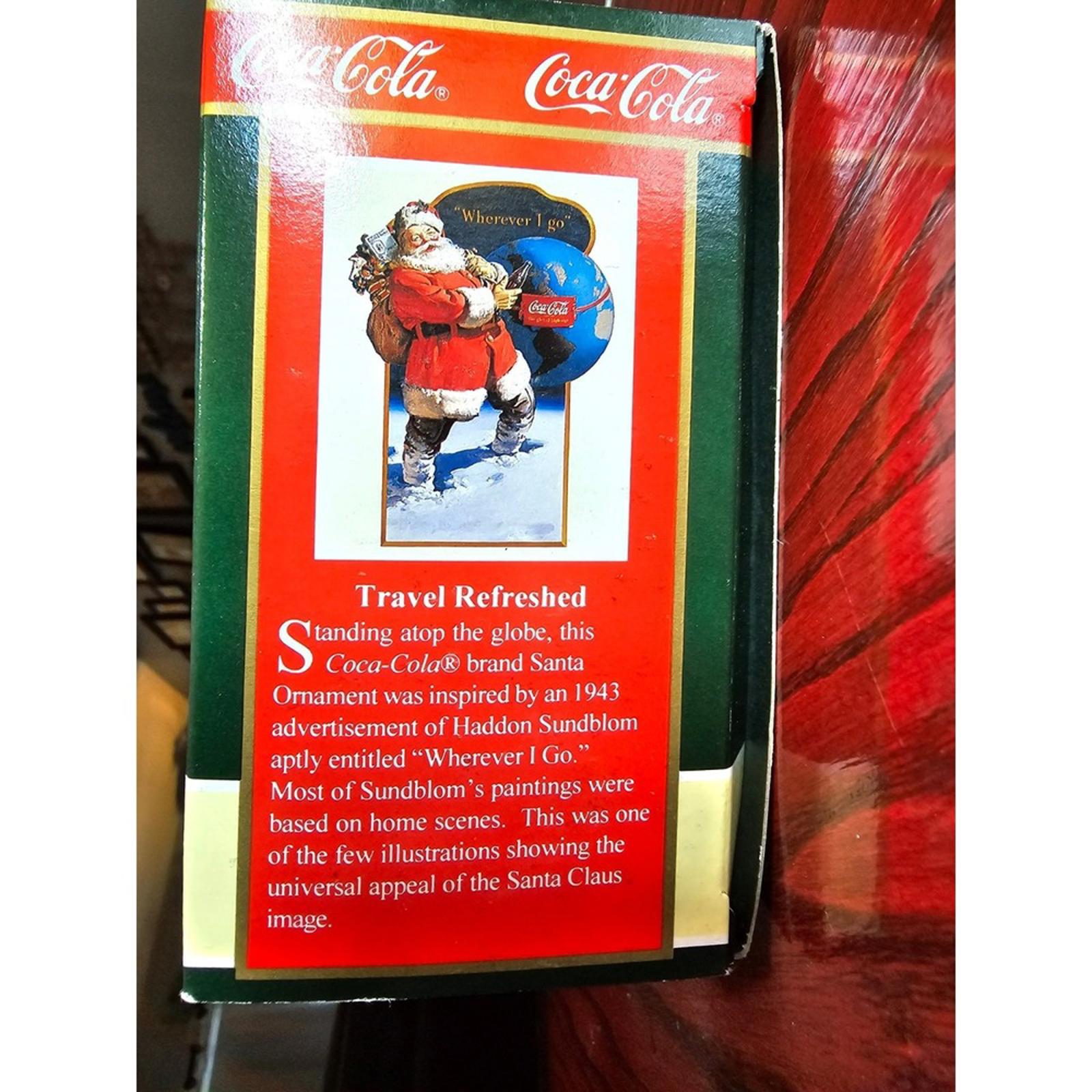 1995 Coca Cola Trim A Tree Ornament Travel Refreshed 1943 Santa Claus