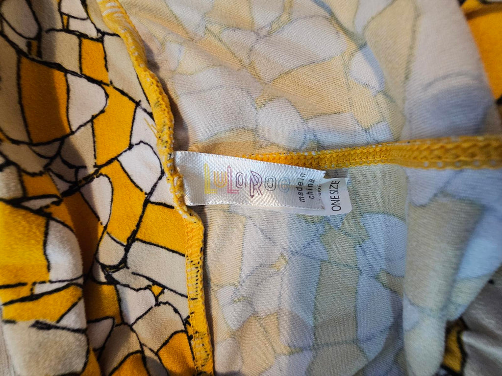 Lularoe OS Leggings Candy Corn Print Yellow White Halloween Fall Buttery Soft