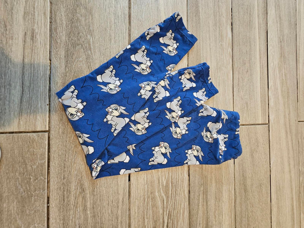 Disney Lularoe OS Leggings Blue Thumper Print Soft Stretch Bunny