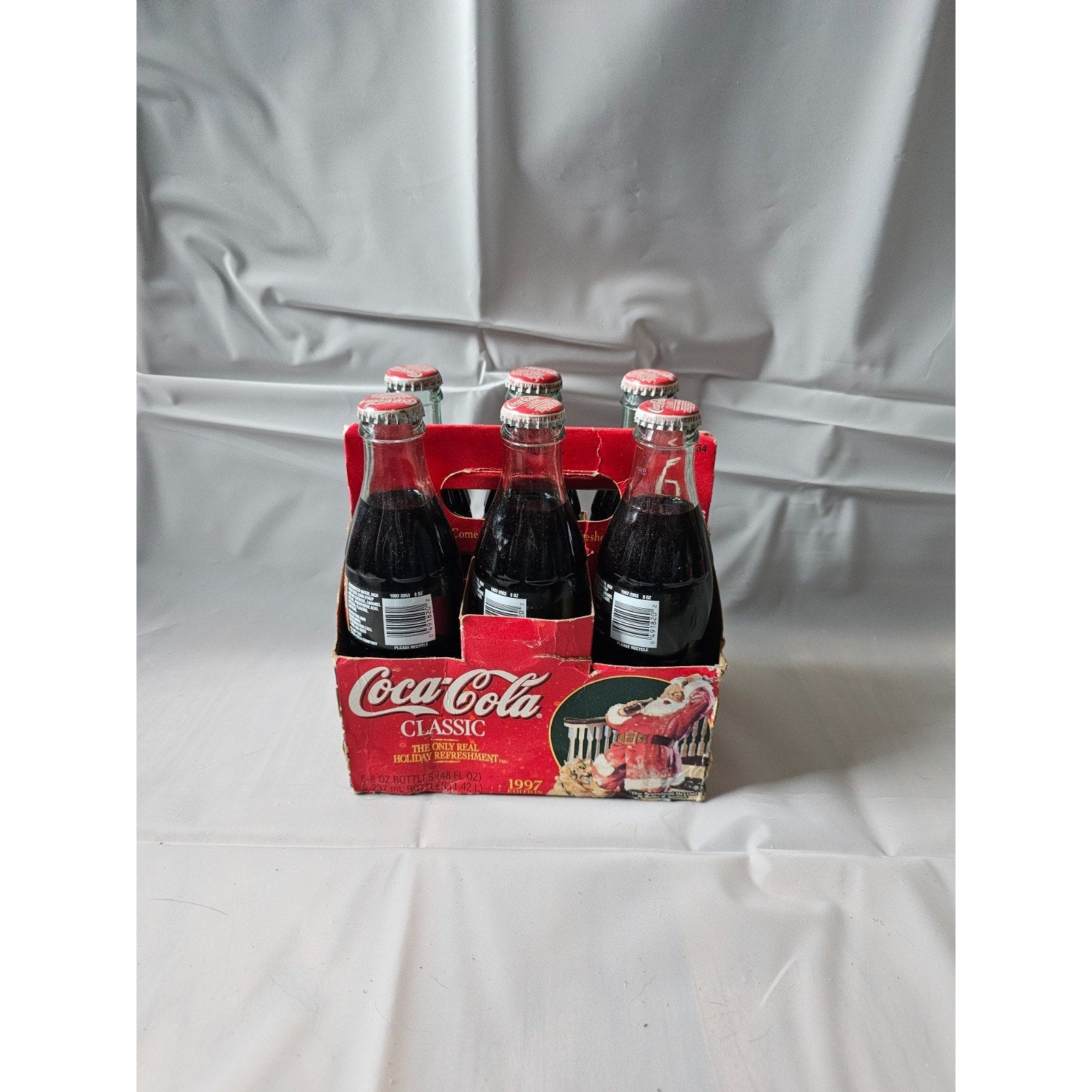 1997 Coca-Cola Classic, Christmas Edition, 6-pack of 8 oz Glass Bottles Unopened