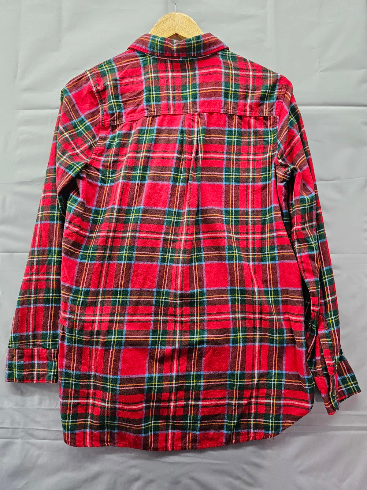 Old Navy Red Plaid Flannel Tunic Shirt Long Sleeve Button Front Women's Medium