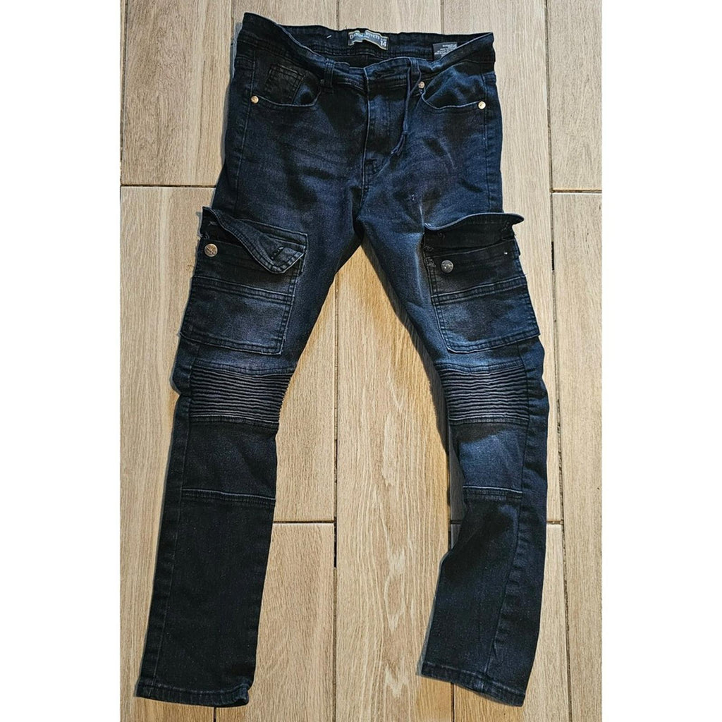 Denim and Rivets Black Moto Cargo Jeans Youth 14 Skinny Streetwear