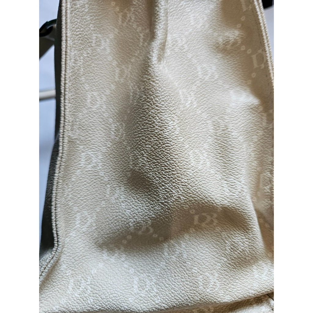 Dana Buchman Floral Print Satchel Tote Bag Cream Faux Leather DB Monogram