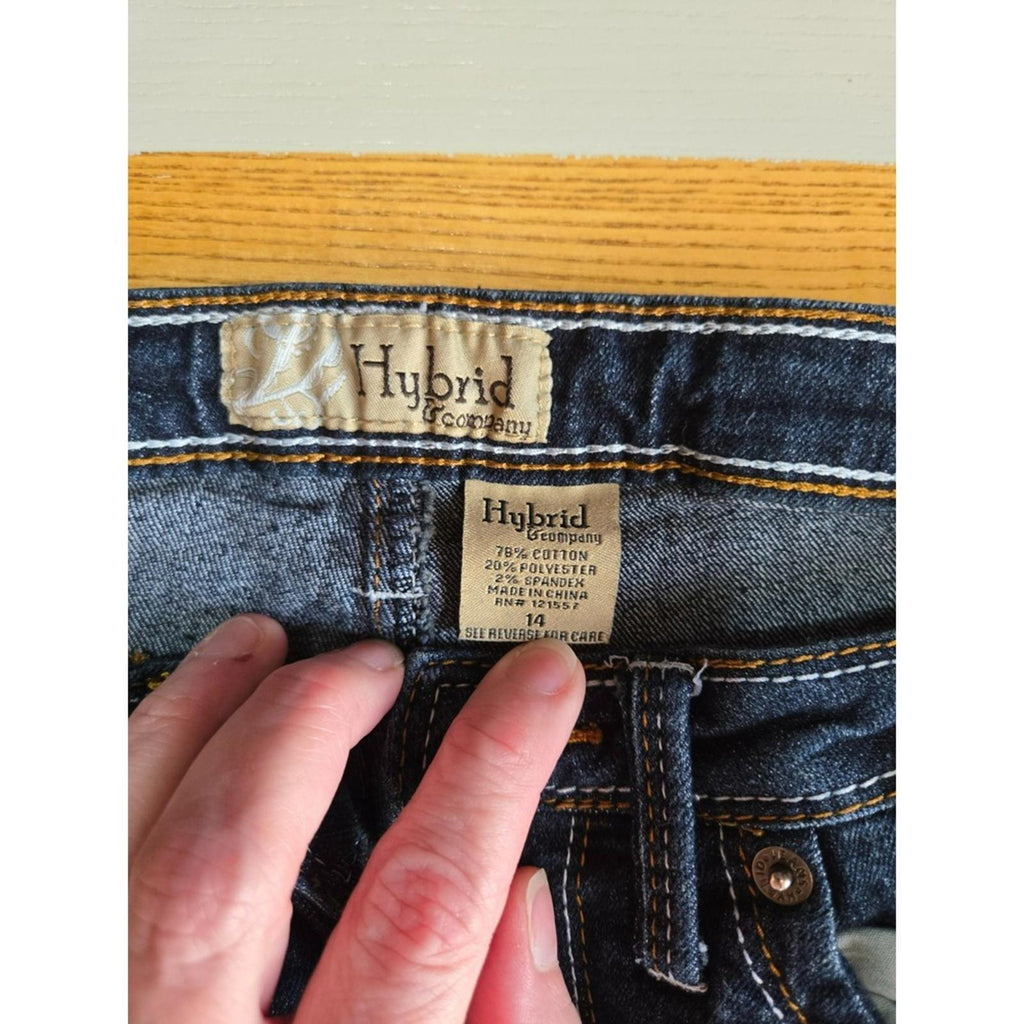 Hybrid Company Dark Wash Bootcut Jeans Size 14 Stretch Mid Rise