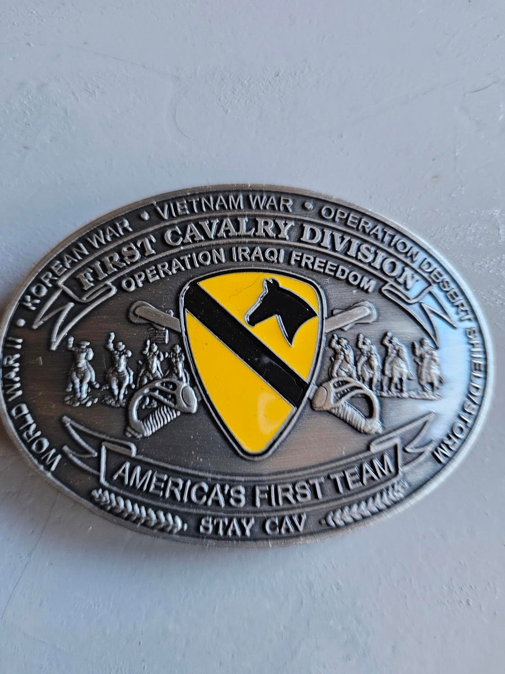 First Cavalry Division Military Belt Buckle - America's First Team!