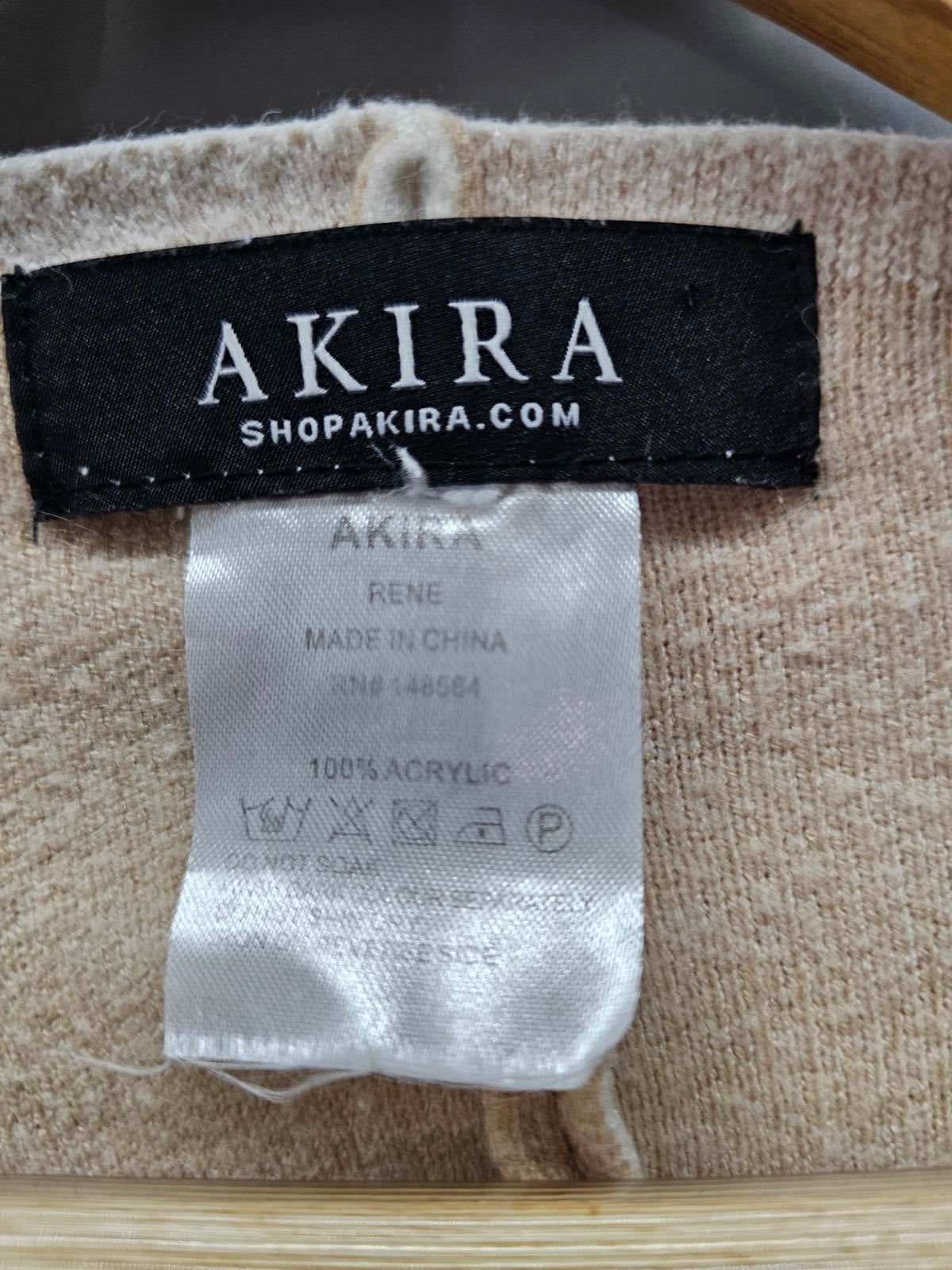 AKIRA “Rene” Tan & Cream Open Front Poncho Wrap One Size