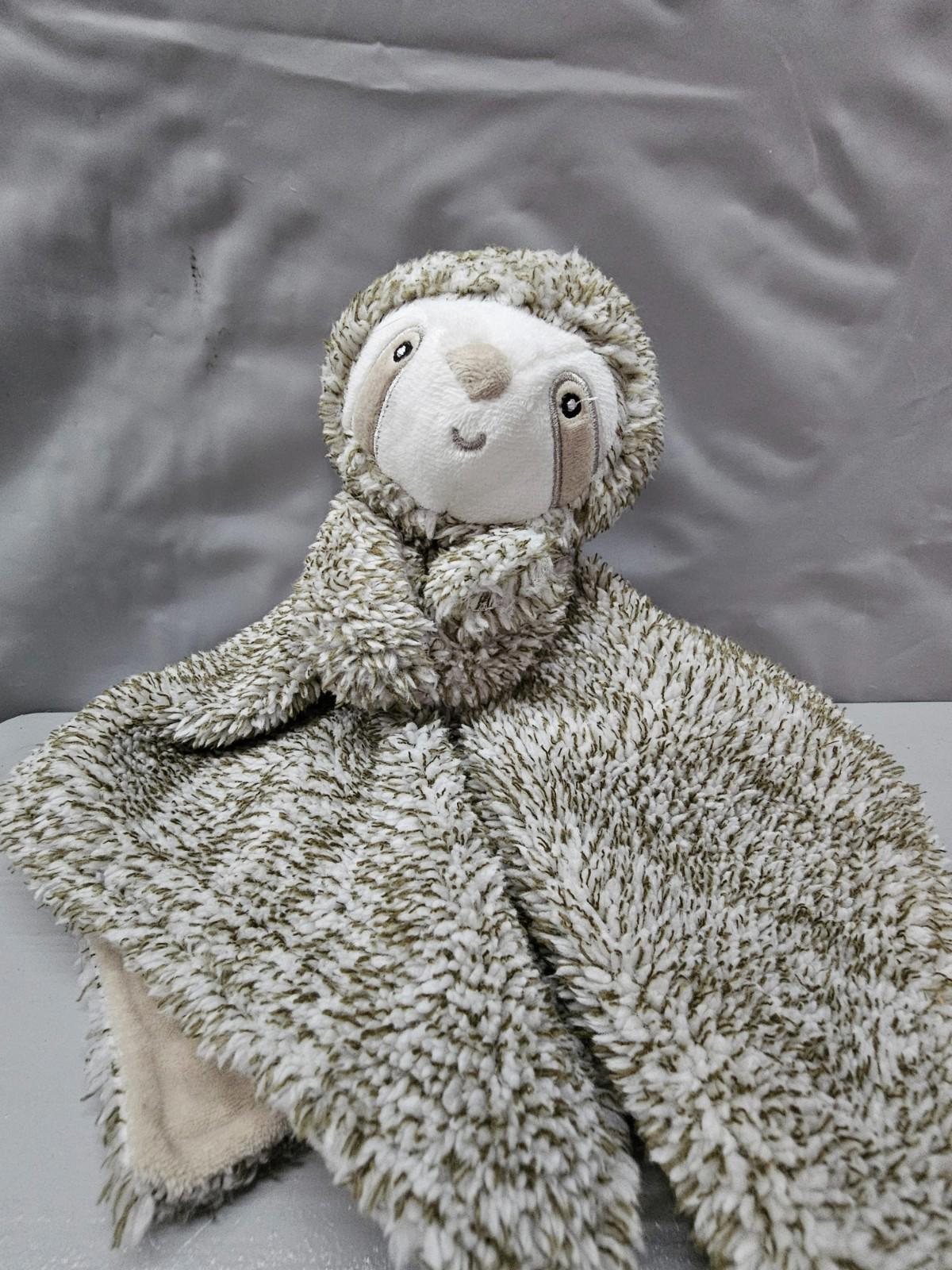 Carters Sloth Security Blanket Plush Baby Lovey Toy Brown And White 14" Stuffed