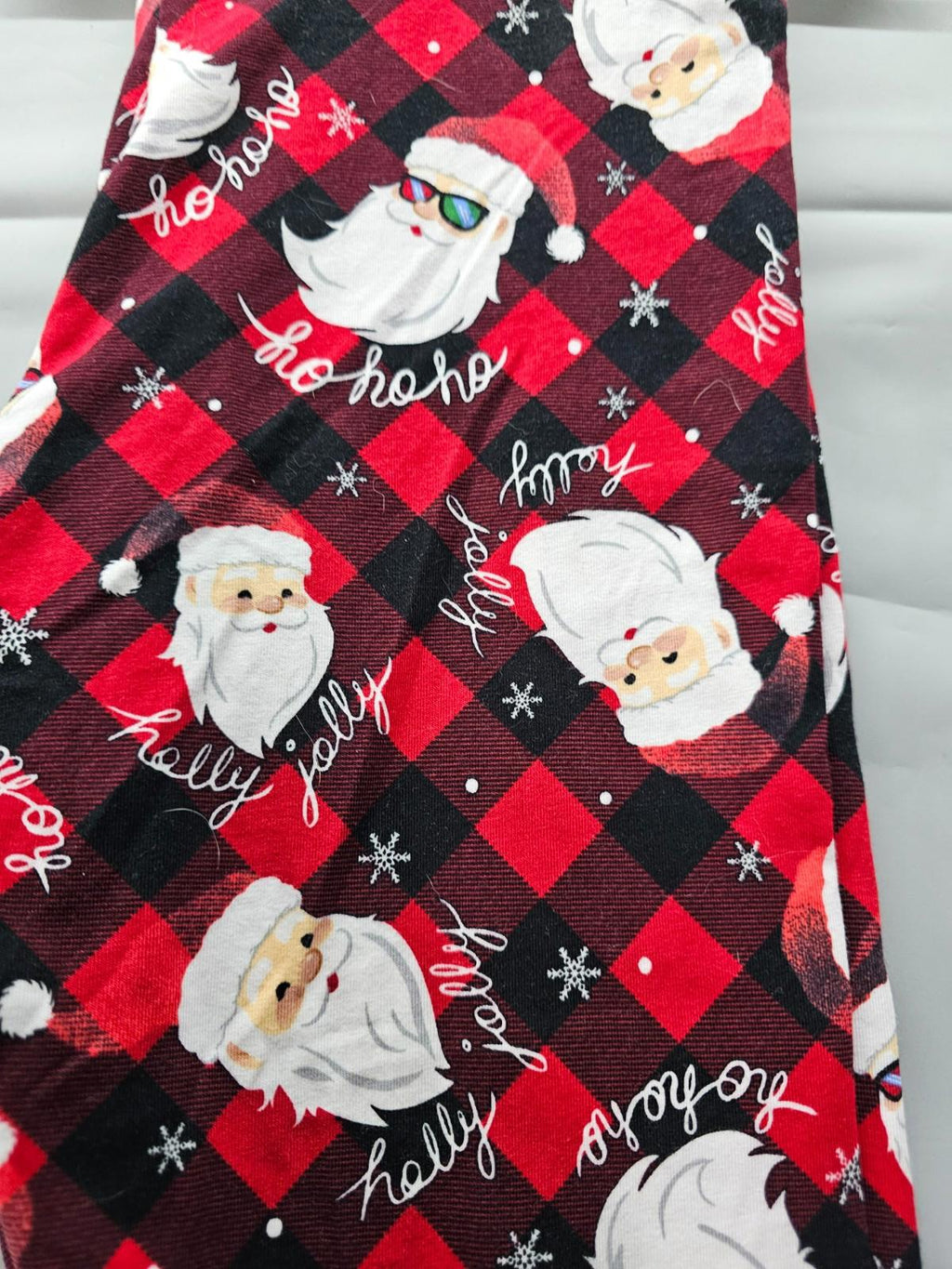 No Boundaries Women’s Christmas Leggings Red Buffalo Plaid Santa Print Size S