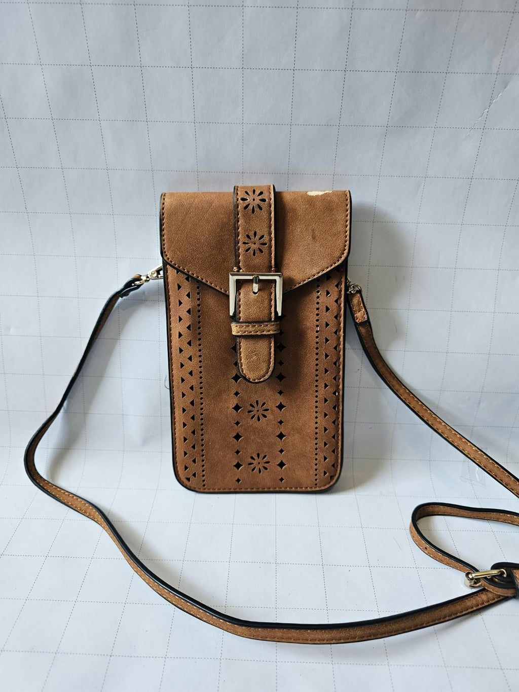 Chic Brown Crossbody Bag with Buckle Flair