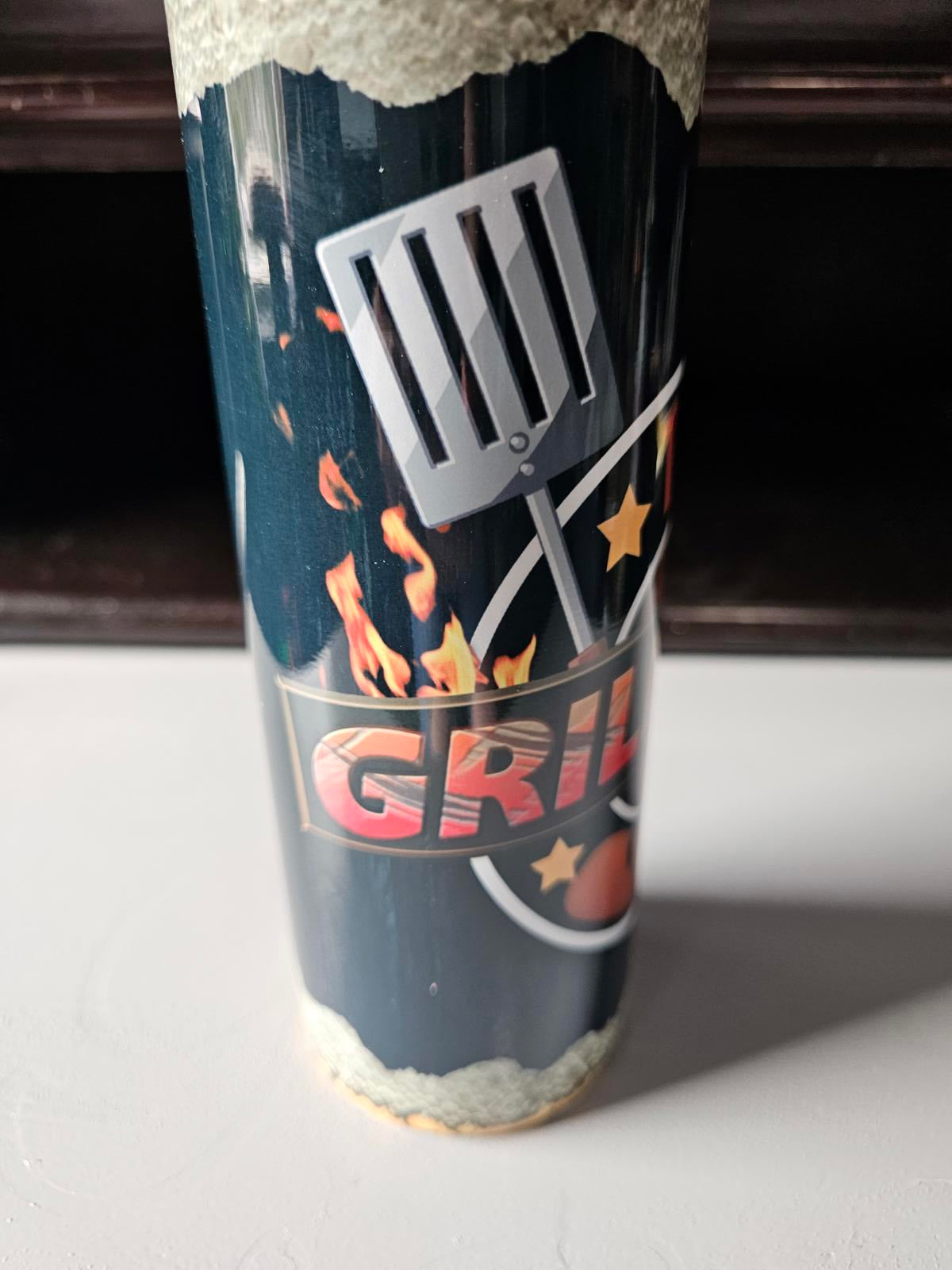 Custom 20oz Grillfather Tumbler – BBQ Pitmaster Beer Foam Design, New