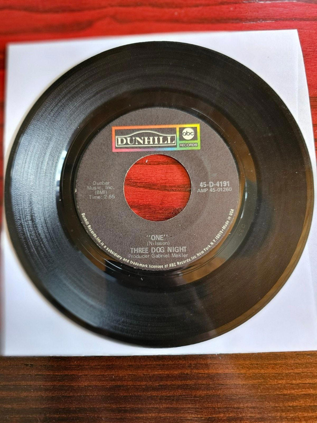 45 RPM Record: Three Dog Night – “One” / “Chest Fever” – Dunhill ABC – VG Condit