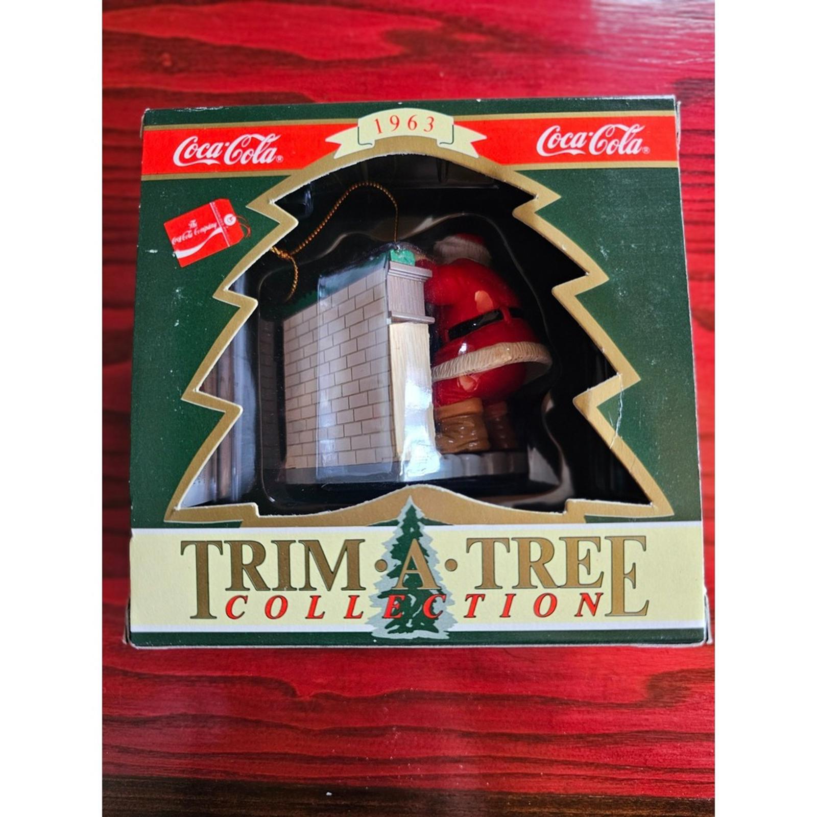 Coca Cola Trim A Tree Ornament 1963 Santa by Fireplace Vintage EUC