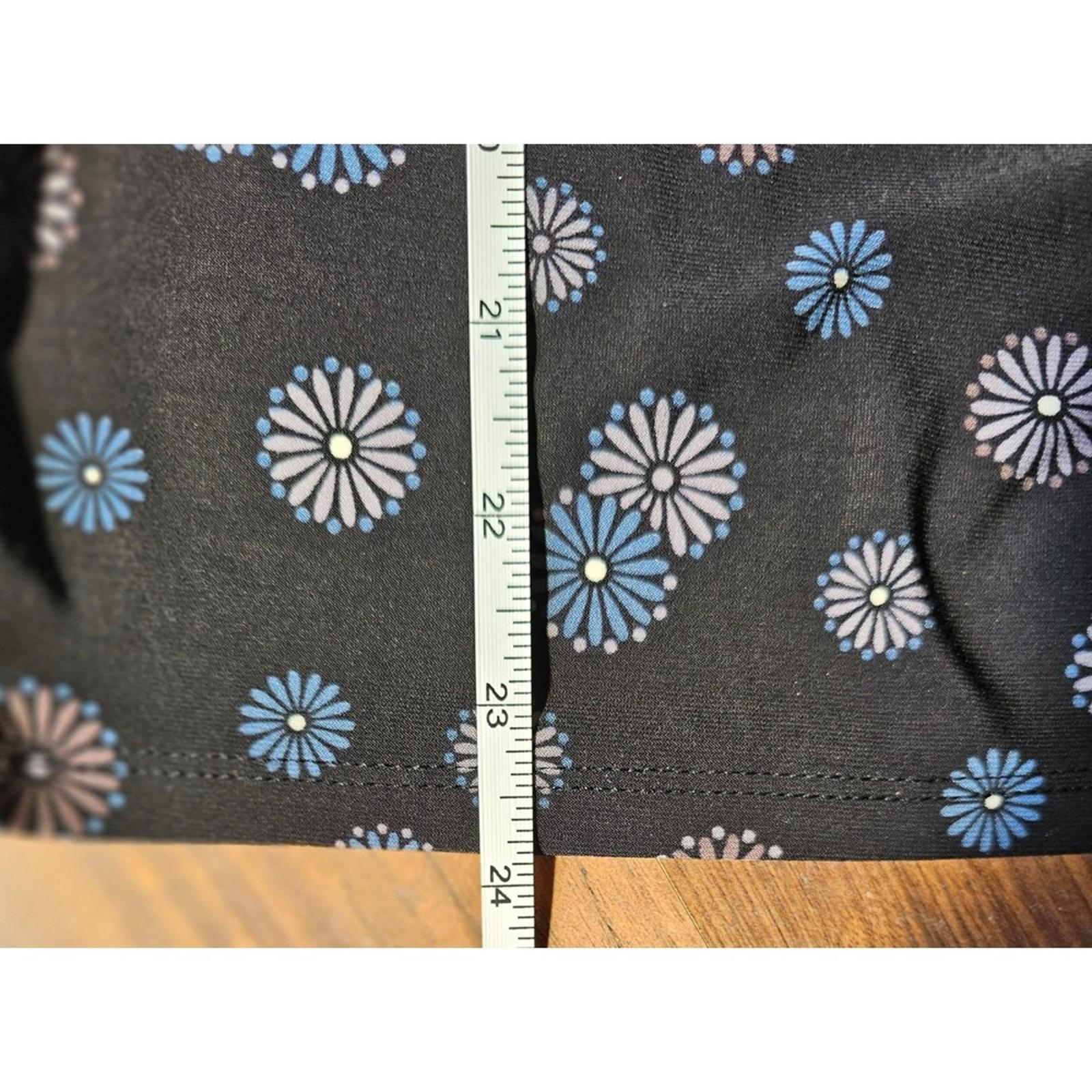 Anne Klein Black Floral Sleeveless Blouse Womens Medium