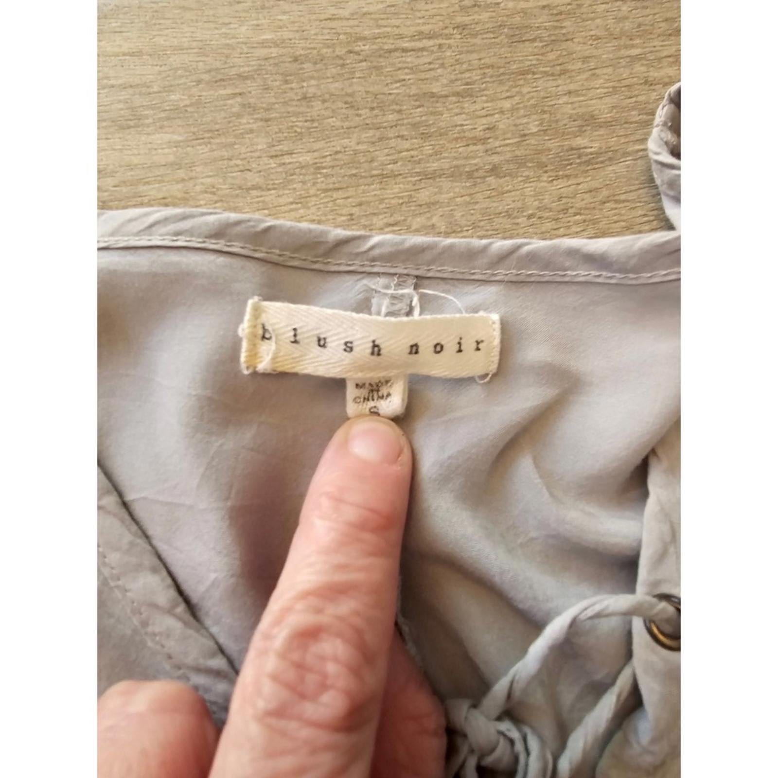 Blush Noir Gray Boho Tunic Top Lace Cutout Sleeves Size S