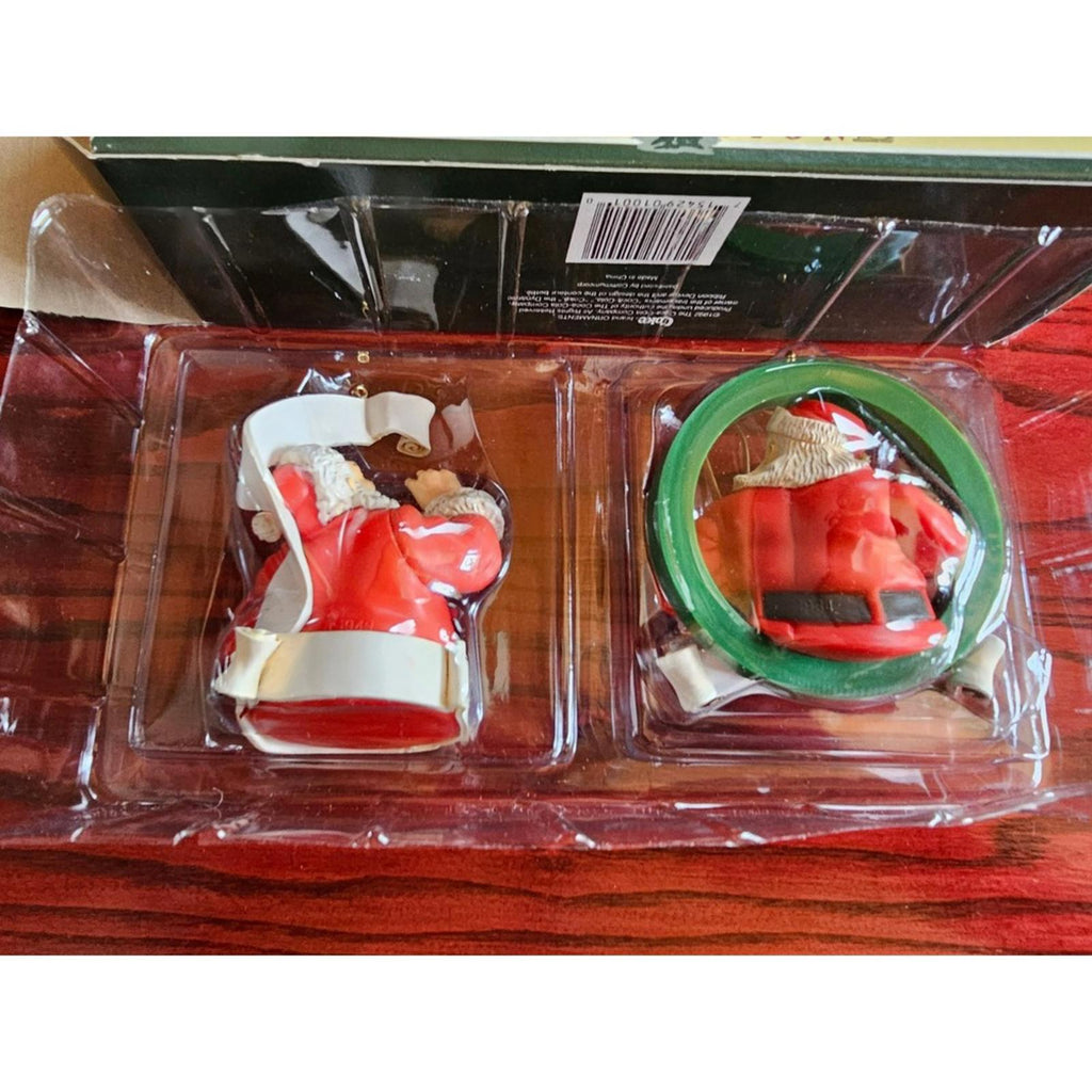 1992 Coca Cola Trim A Tree Ornaments Two Pack Boxed Santa Christmas
