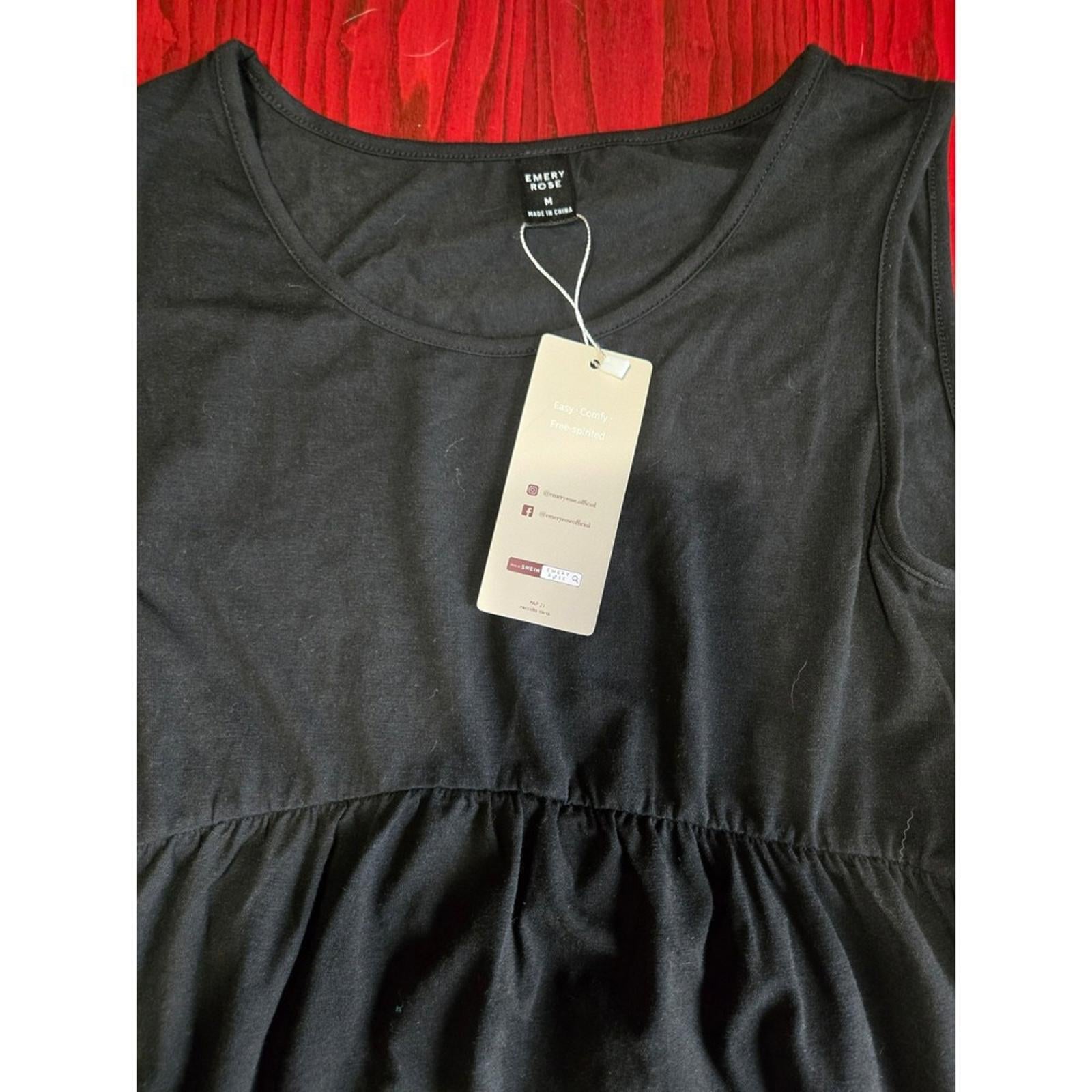 Emery Rose Black Sleeveless Peplum Tank Top M NWT