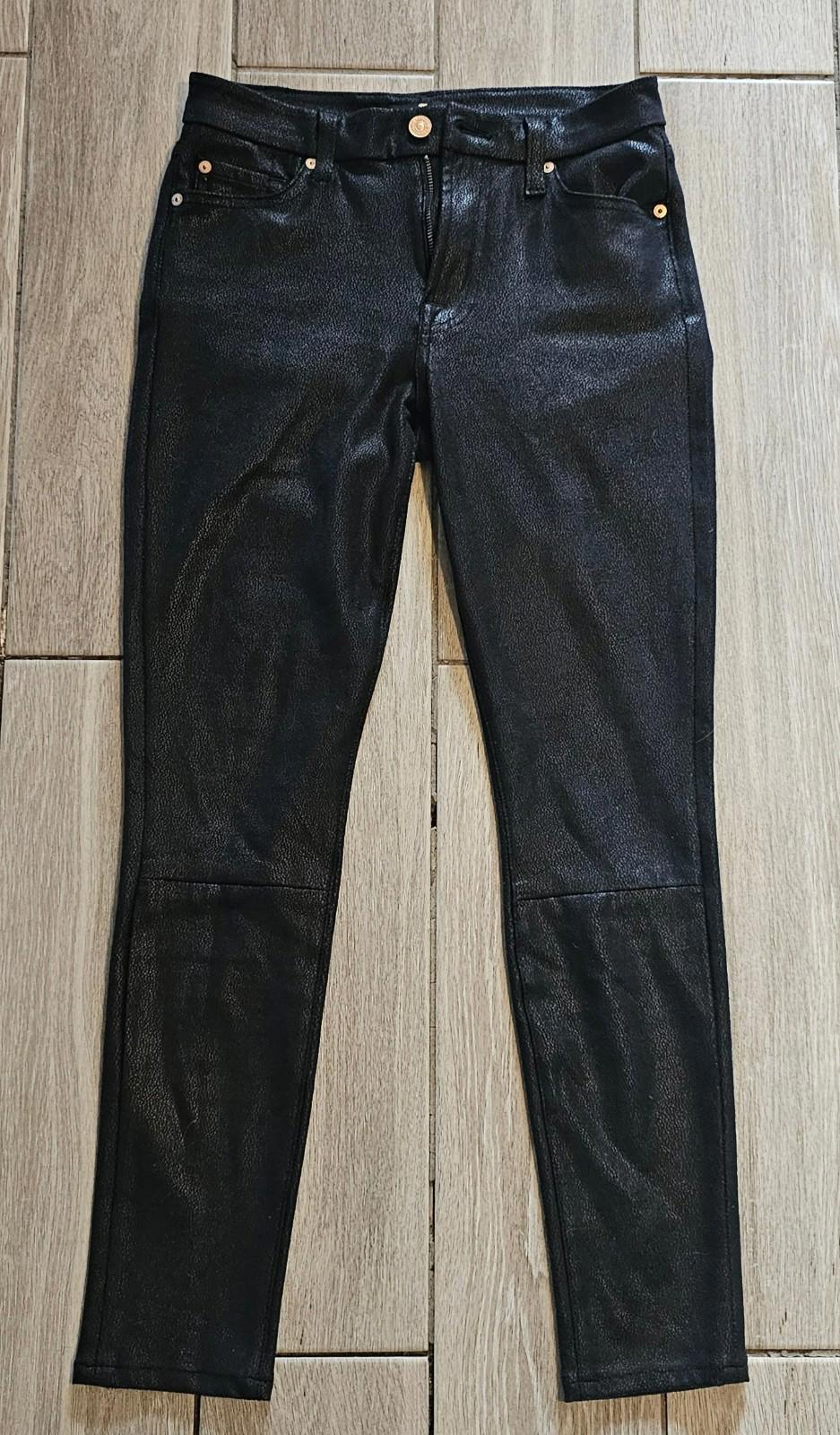 7 For All Mankind Coated Skinny Jeans Size 27 Faux Leather Drama Pants