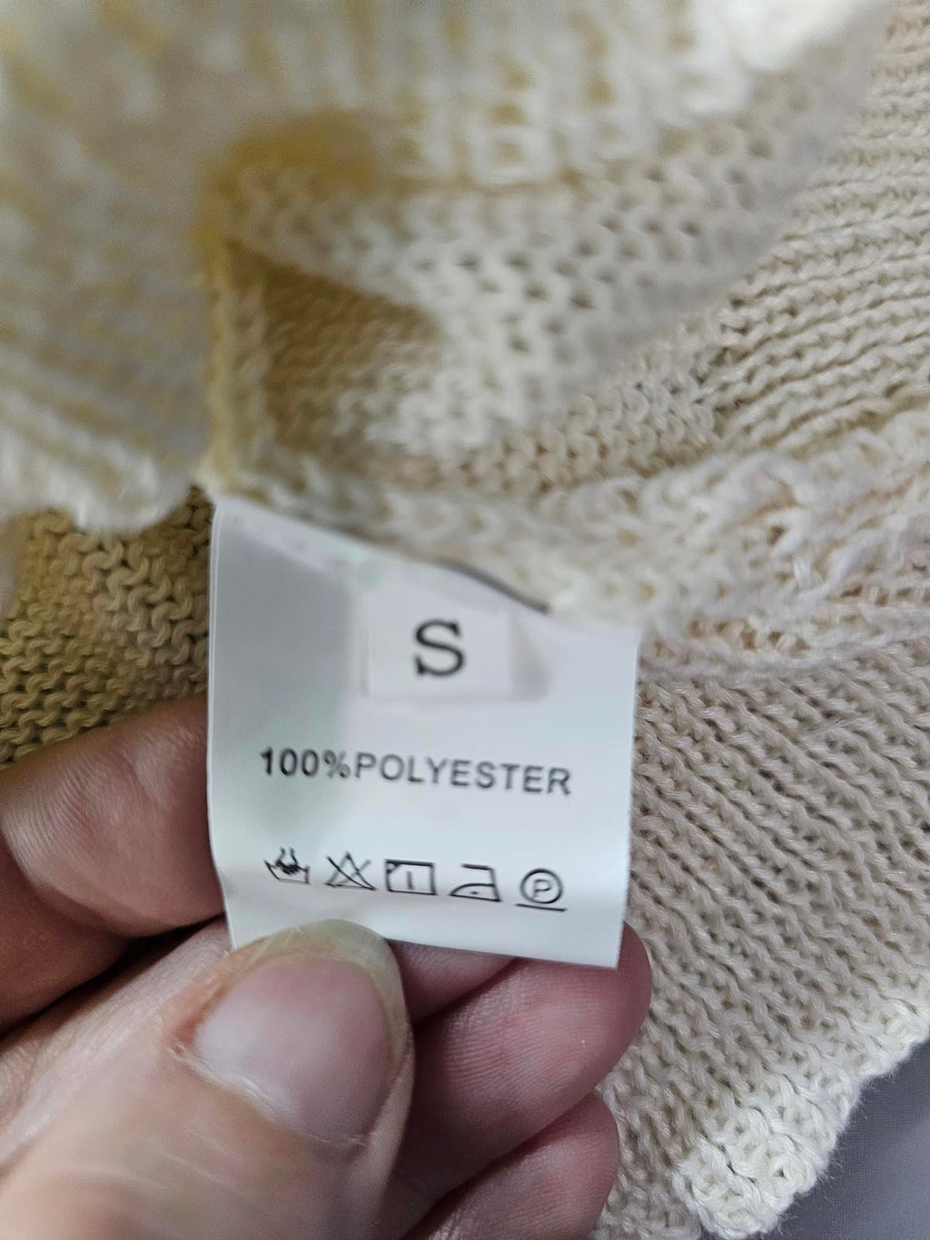 Cream Short Sleeve Pointelle Knit Sweater Top Lightweight Pullover Women's Small