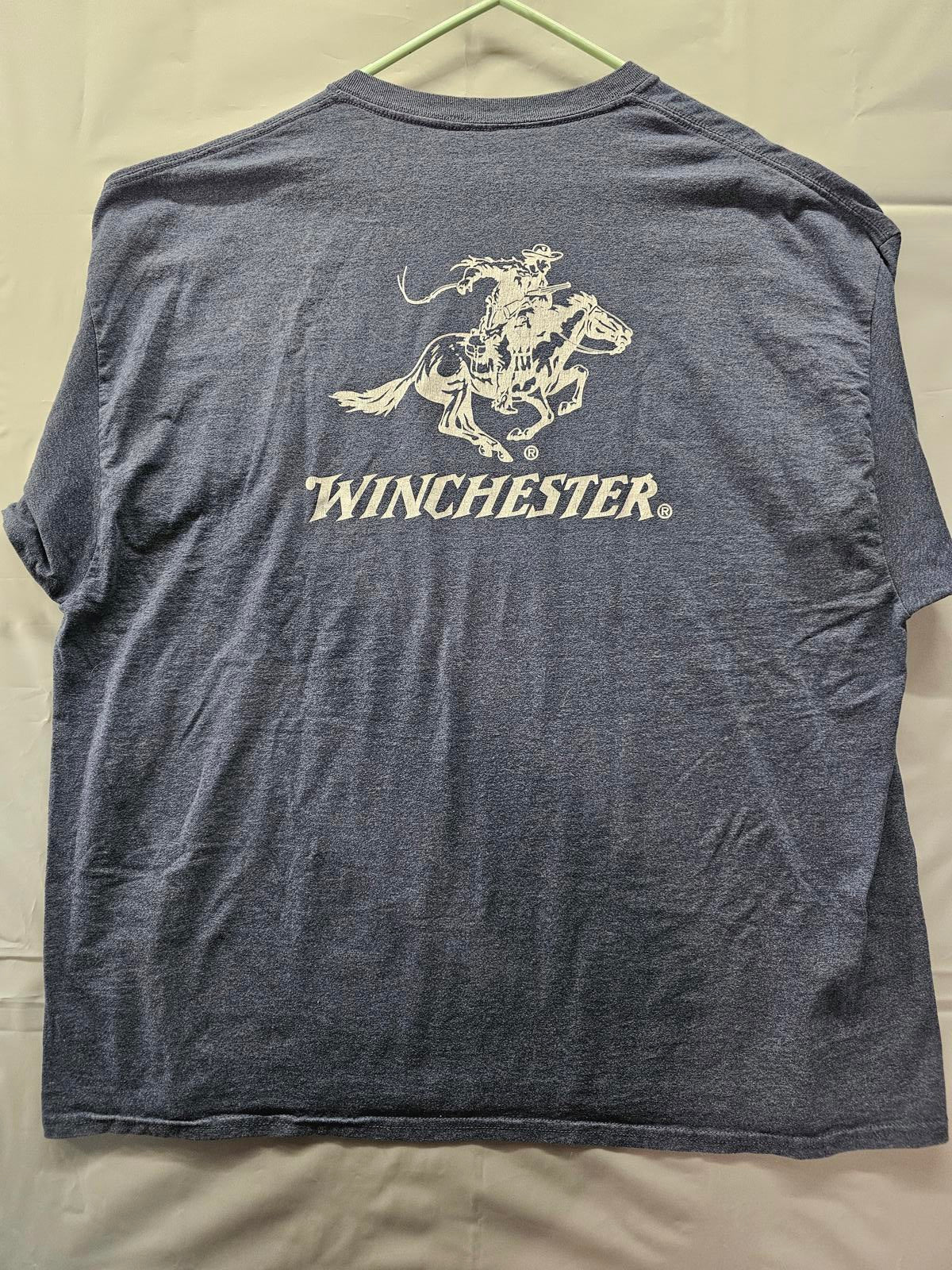 Winchester Western Graphic T-Shirt Cowboy & Horse Logo Navy Blue Size 2XL