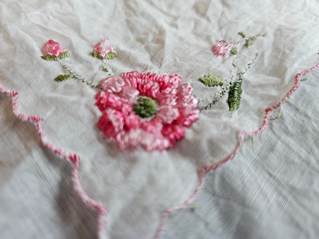 Delightfully Dainty Hand Embroidered Floral Cloth