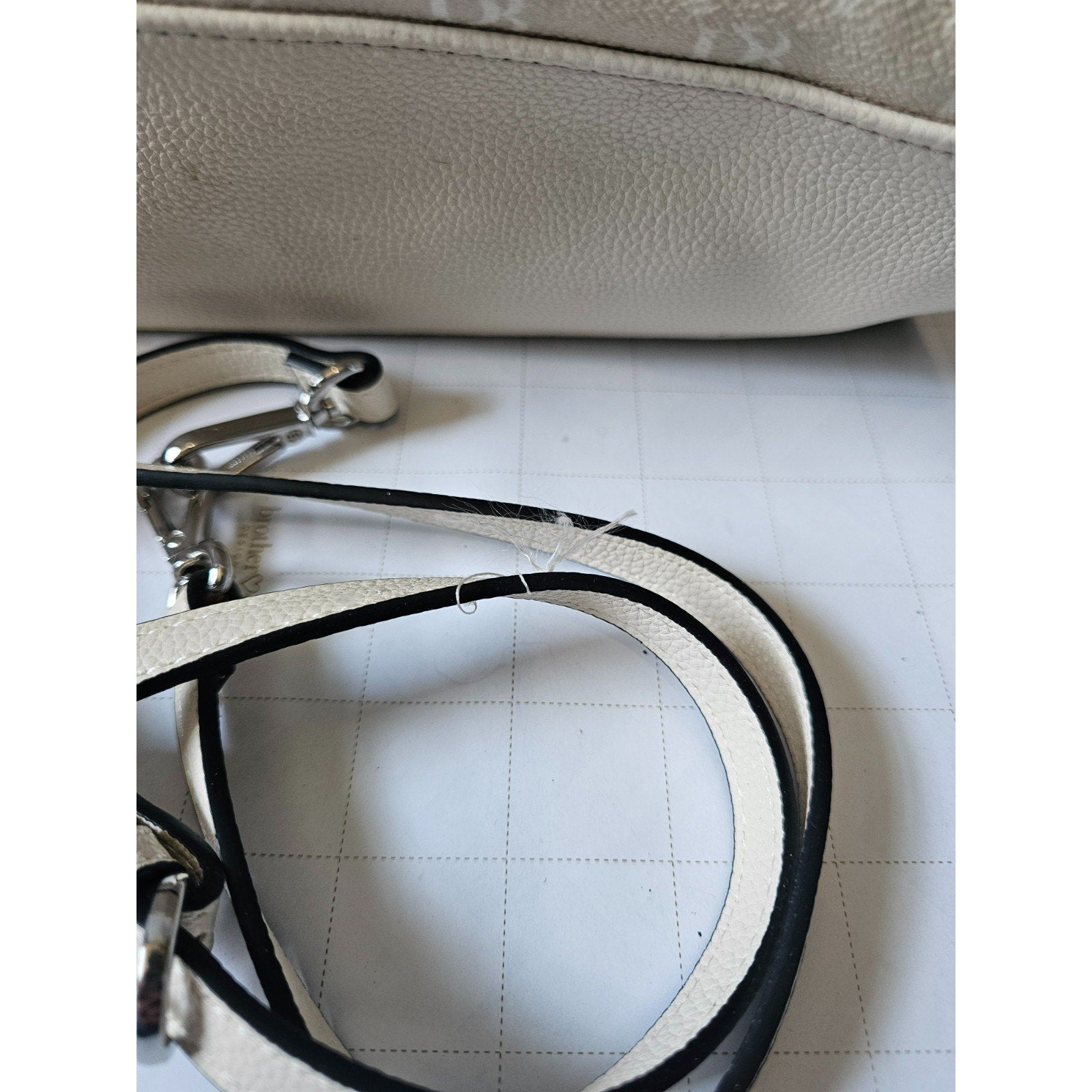 Dana Buchman Floral Print Satchel Tote Bag Cream Faux Leather DB Monogram