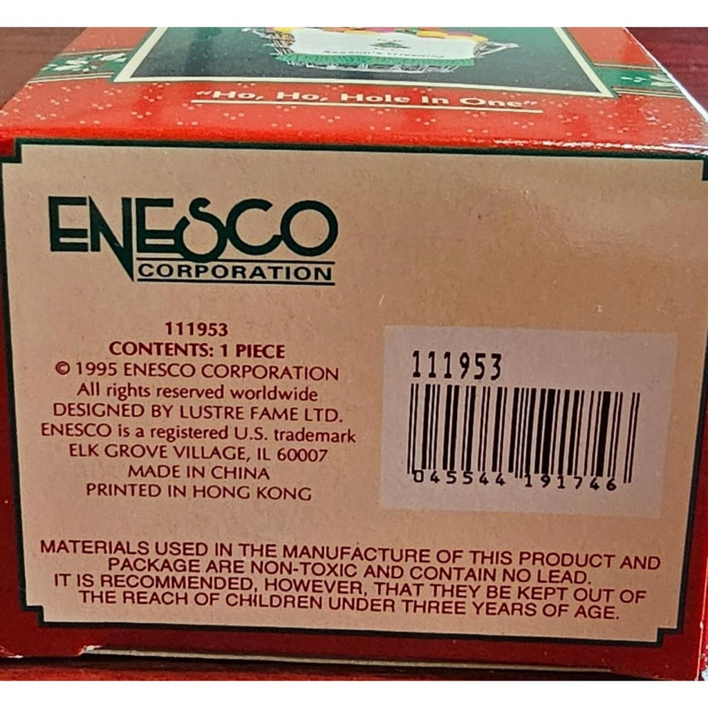 1995 Enesco Ho Ho Hole In One Golfing Santa Ornament Treasury Collection