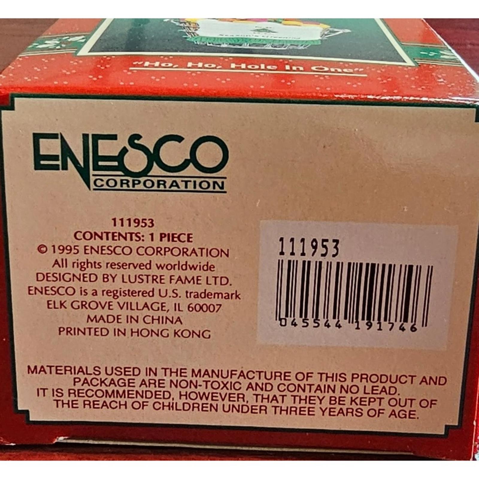 1995 Enesco Ho Ho Hole In One Golfing Santa Ornament Treasury Collection