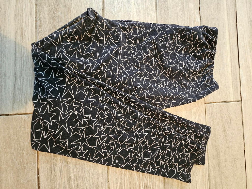 Lularoe TC Leggings Black White Star Print Soft Stretch Buttery