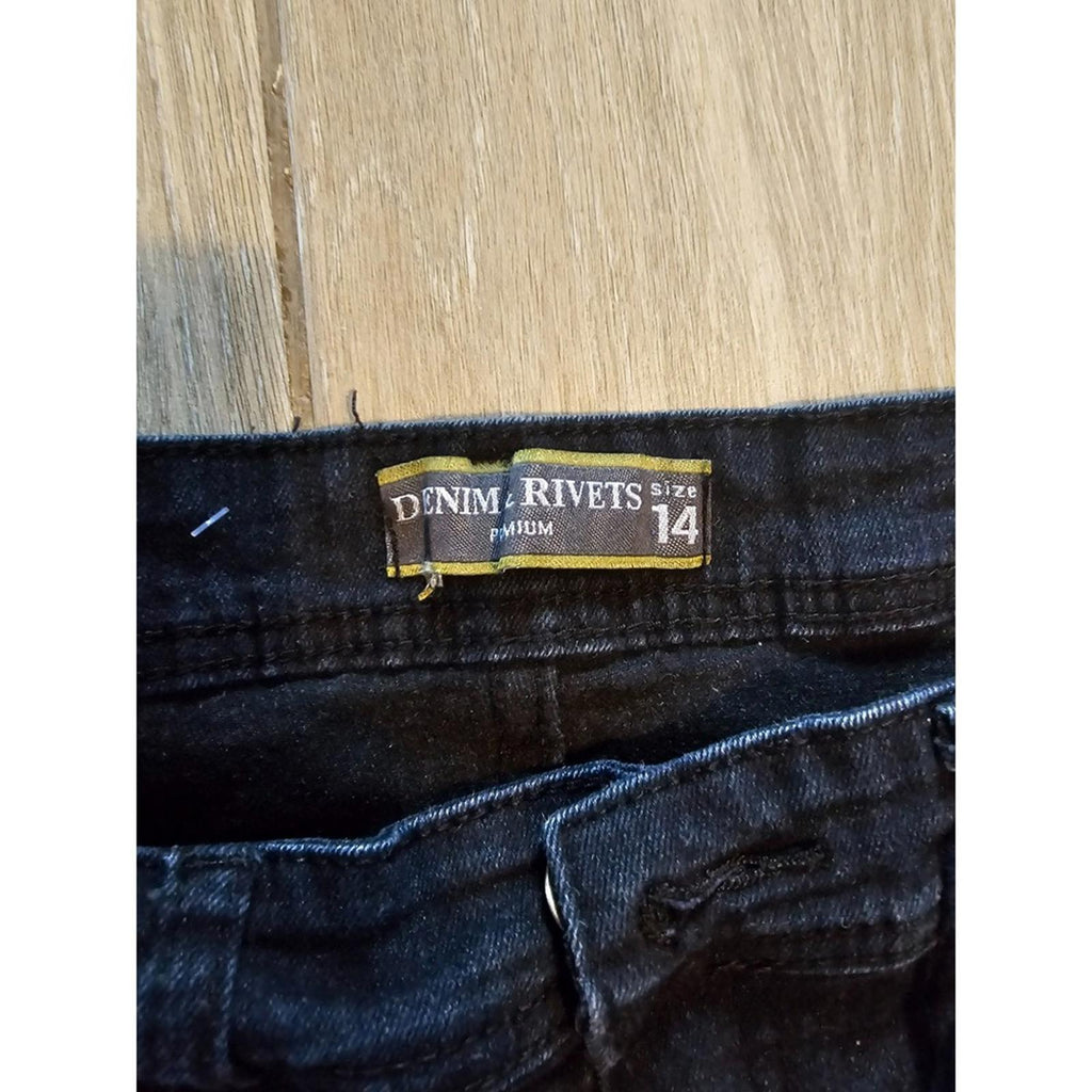 Denim and Rivets Black Moto Cargo Jeans Youth 14 Skinny Streetwear