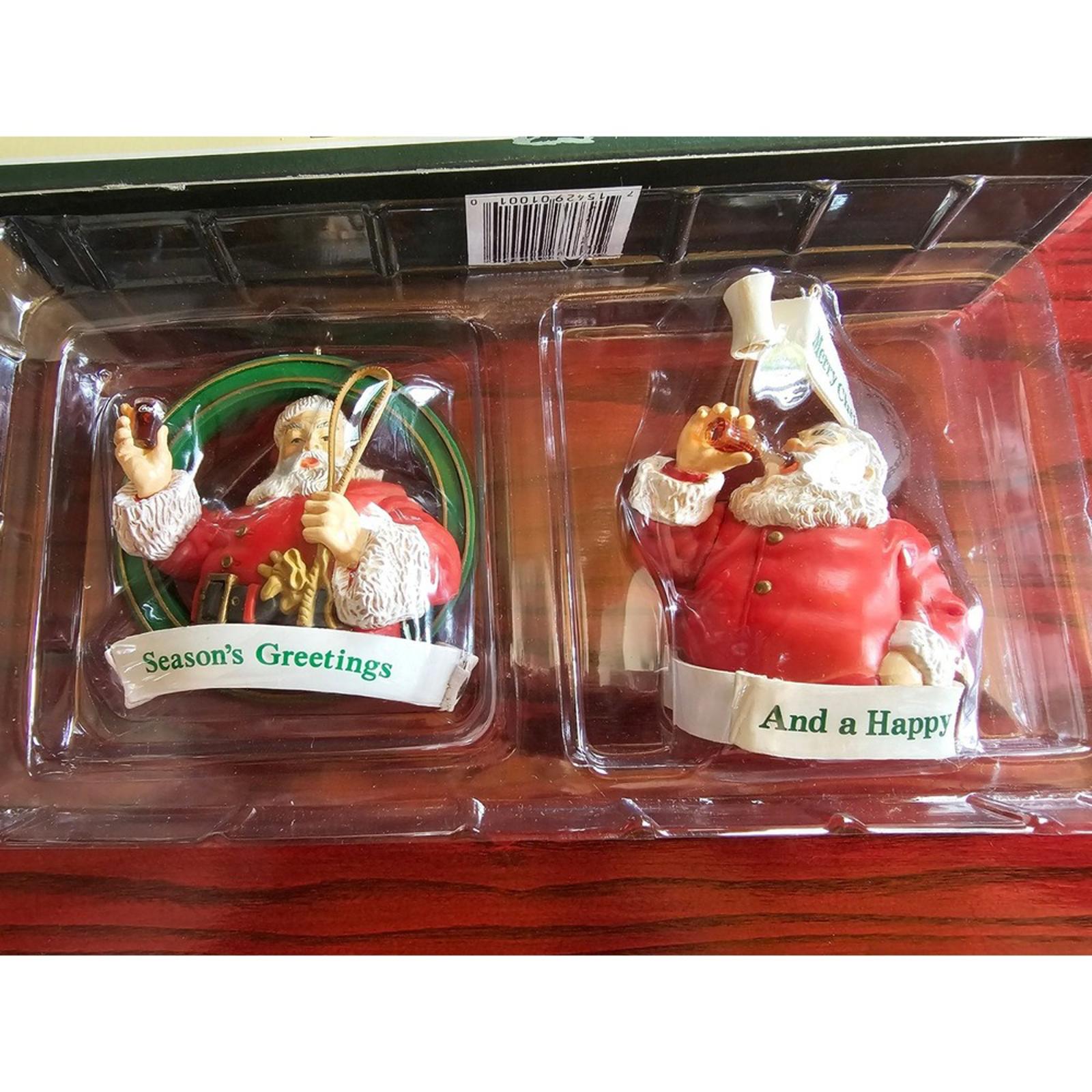 1992 Coca Cola Trim A Tree Ornaments Two Pack Boxed Santa Christmas