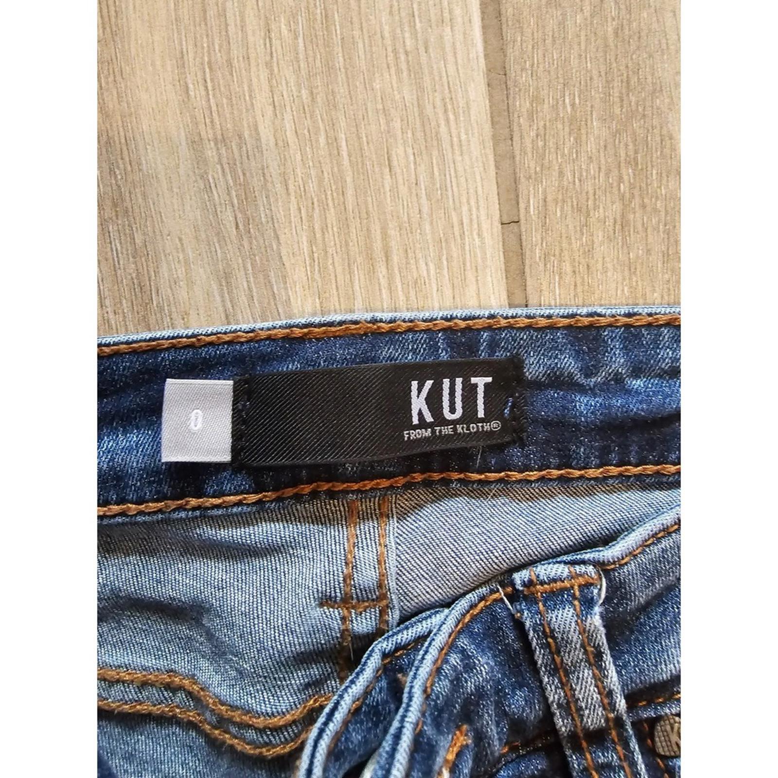 Kut From The Kloth Distressed Skinny Jeans Size 0 Blue Stretch Denim