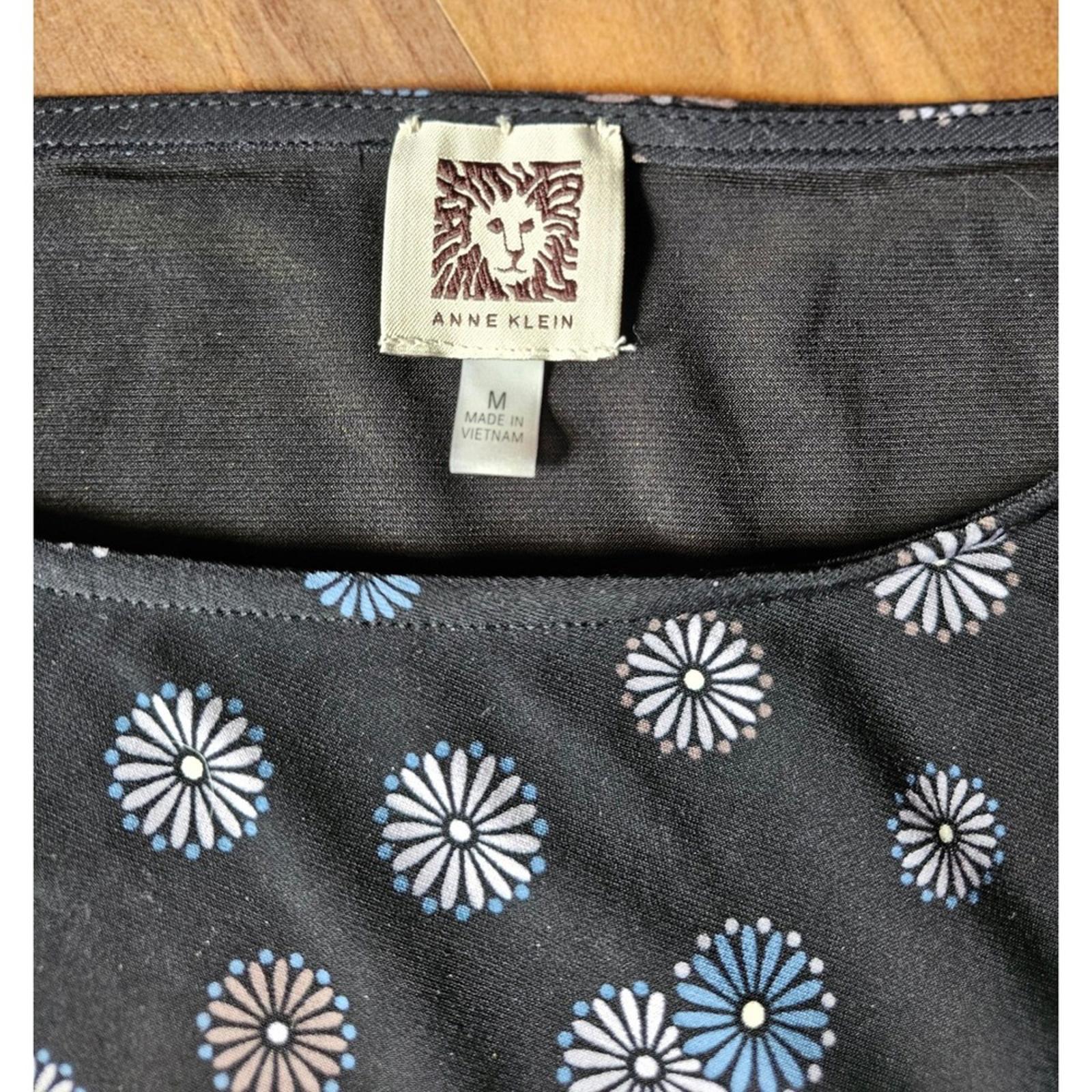 Anne Klein Black Floral Sleeveless Blouse Womens Medium