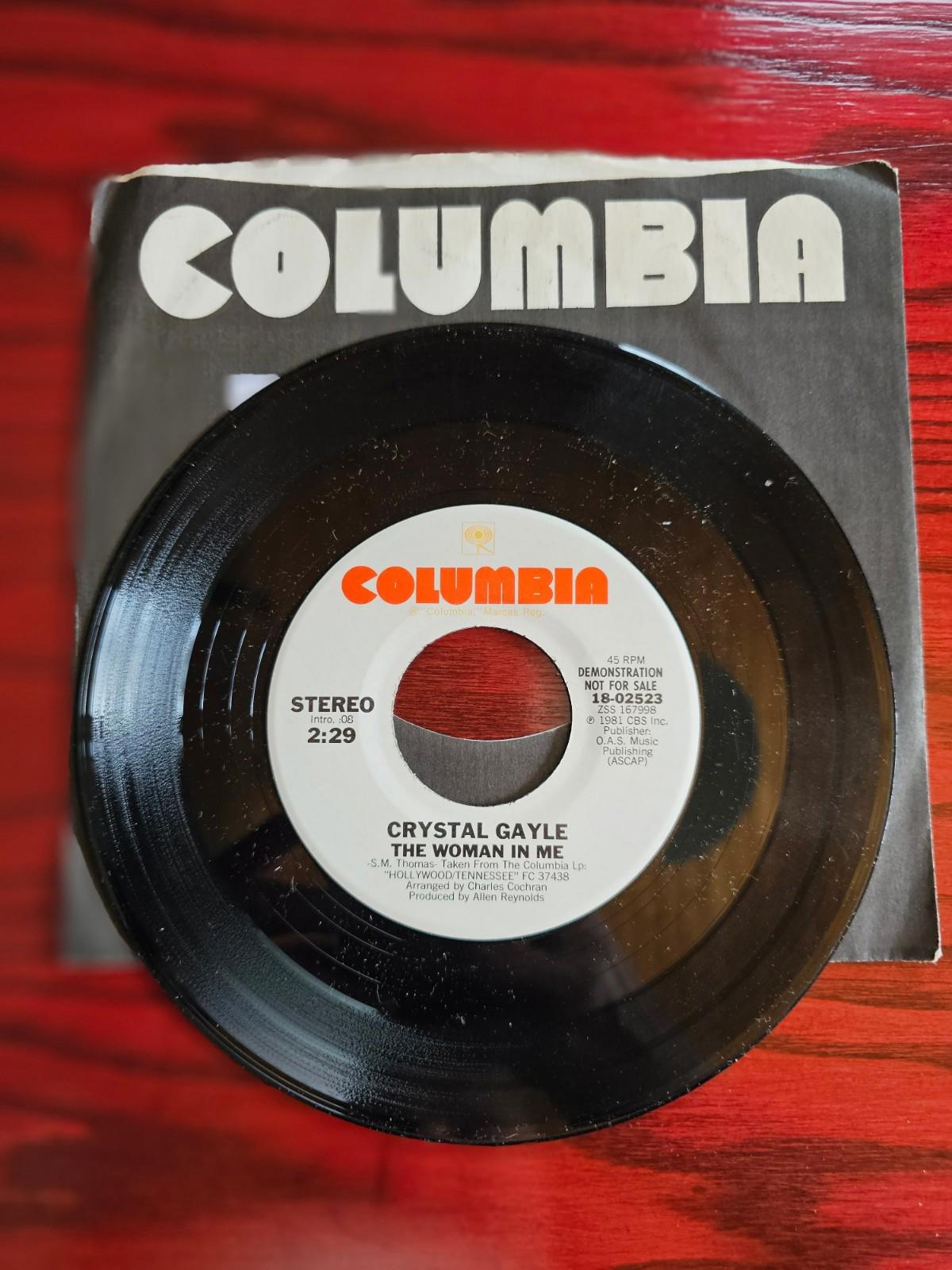 Crystal Gayle ~ The Woman In Me/ Same ~ Columbia Promo 45 RPM Record