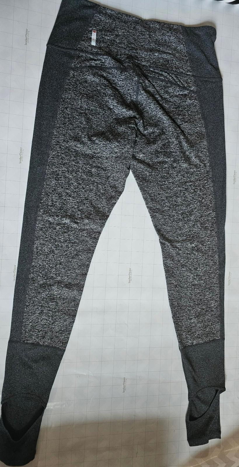 Zella Gray Heathered Stirrup Leggings Large Wide Waistband Stretch Activewear
