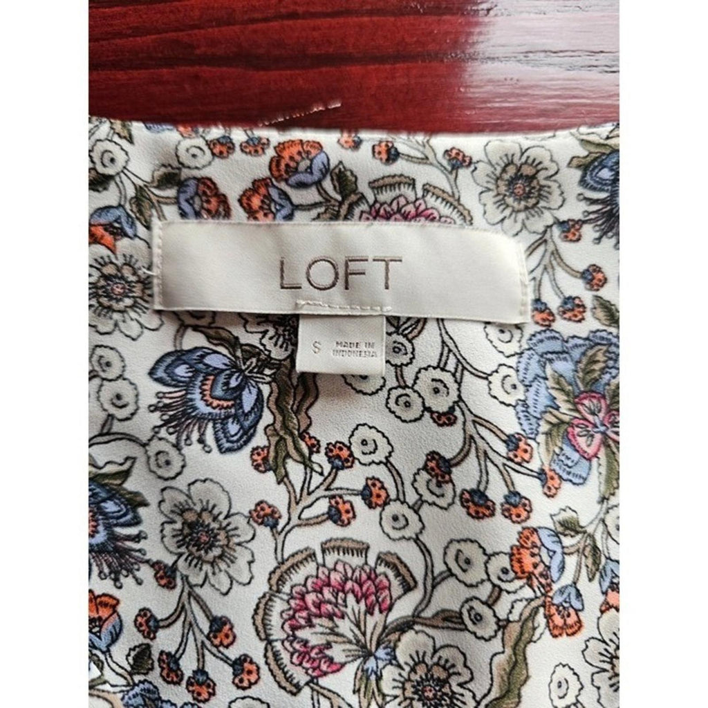 LOFT Sleeveless Floral Ruffle Blouse Women's Small