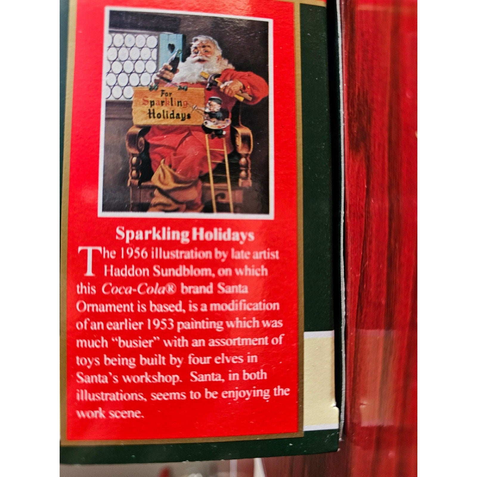 1995 Coca-Cola Trim-A-Tree Ornament – Sparkling Holidays Santa 1956 Illustration